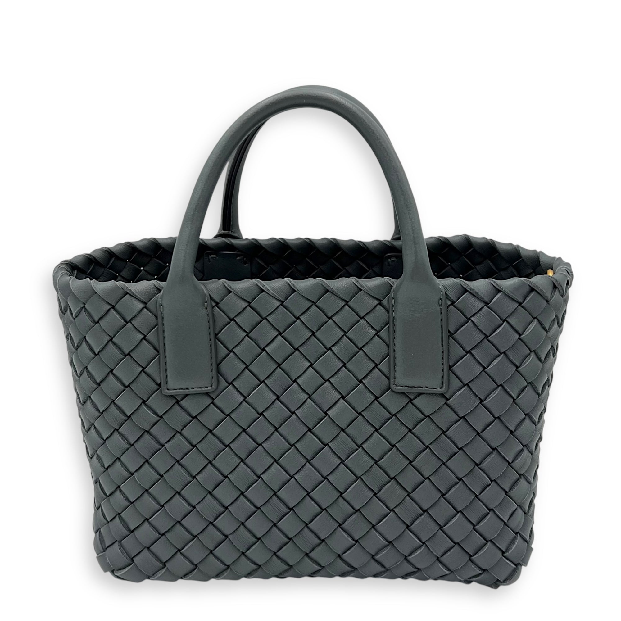 Cabat Top Handle Bag Grey in Lambskin, Silver hardware - Image 3