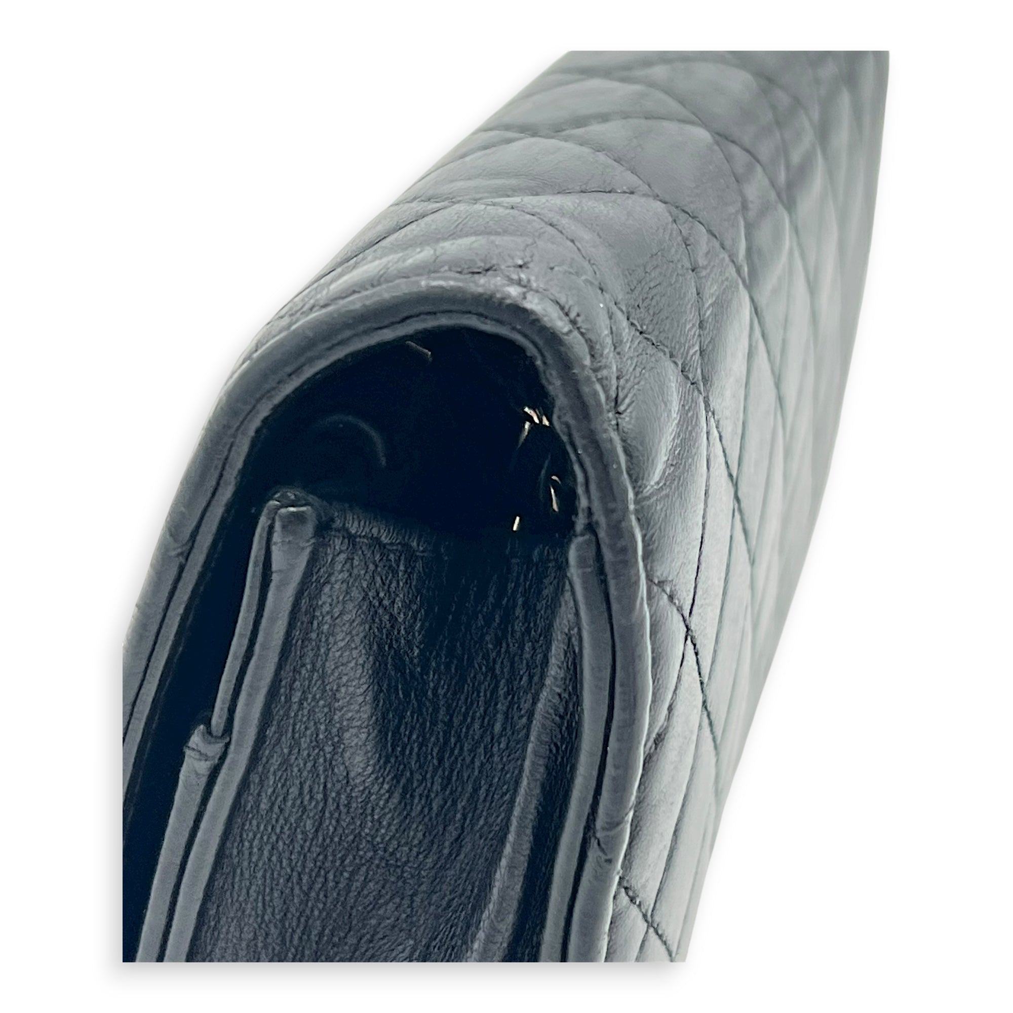 Vintage CC Wallet On Chain Black in Lambskin, Silver hardware - Image 9