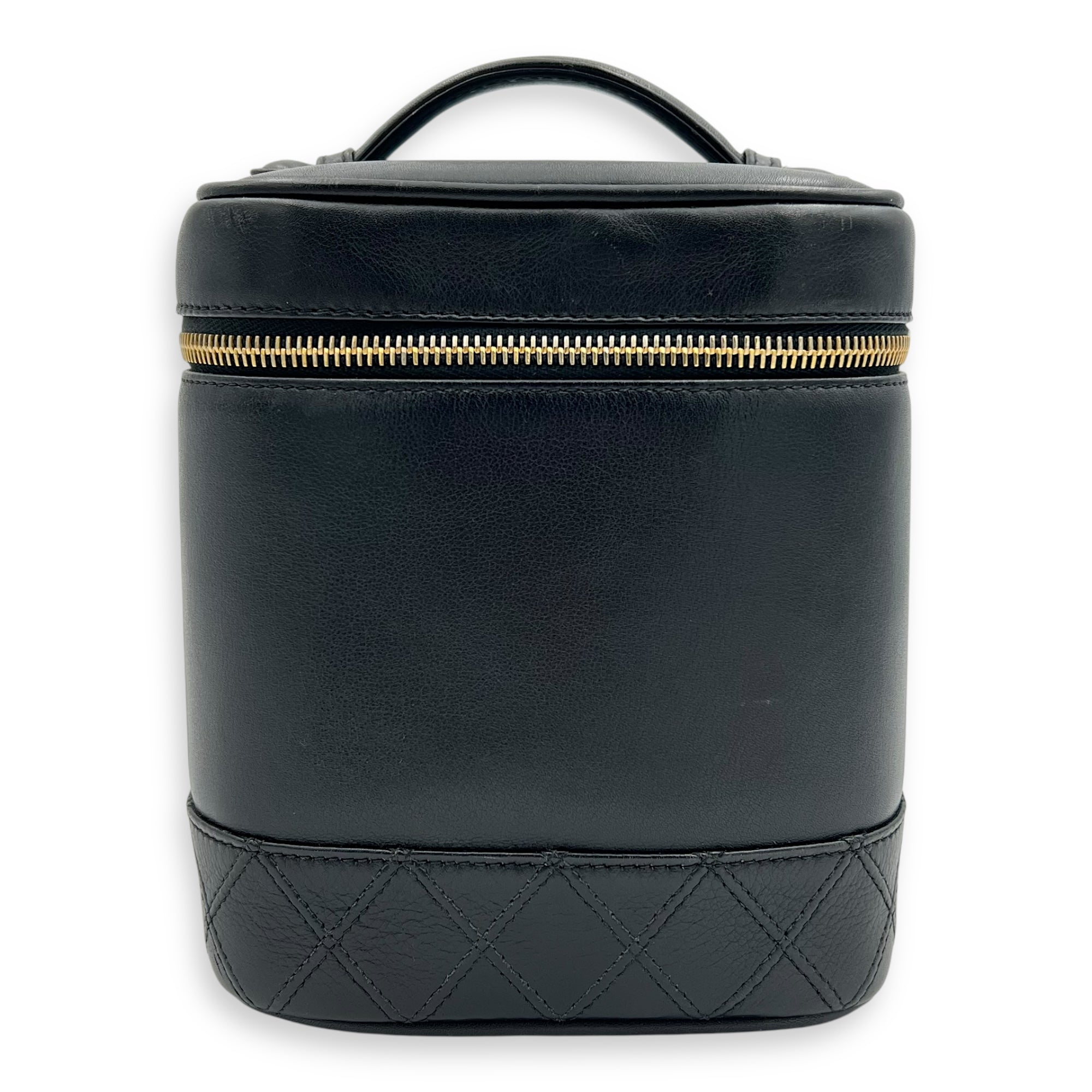 Vintage Vanity Bag Black in Calfskin, Gold hardware