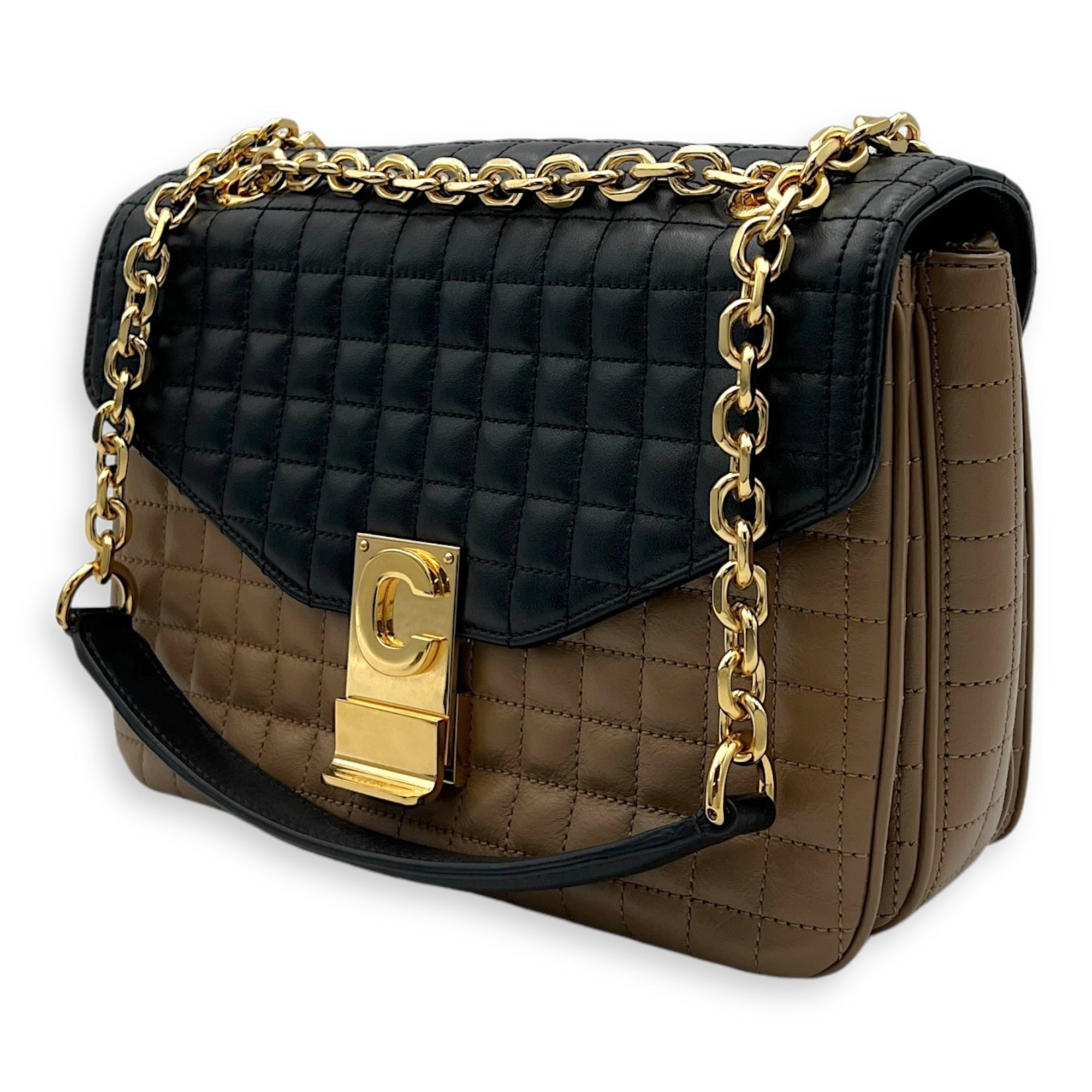 C Crossbody Bag Black in Calfskin, Gold hardware - Image 5
