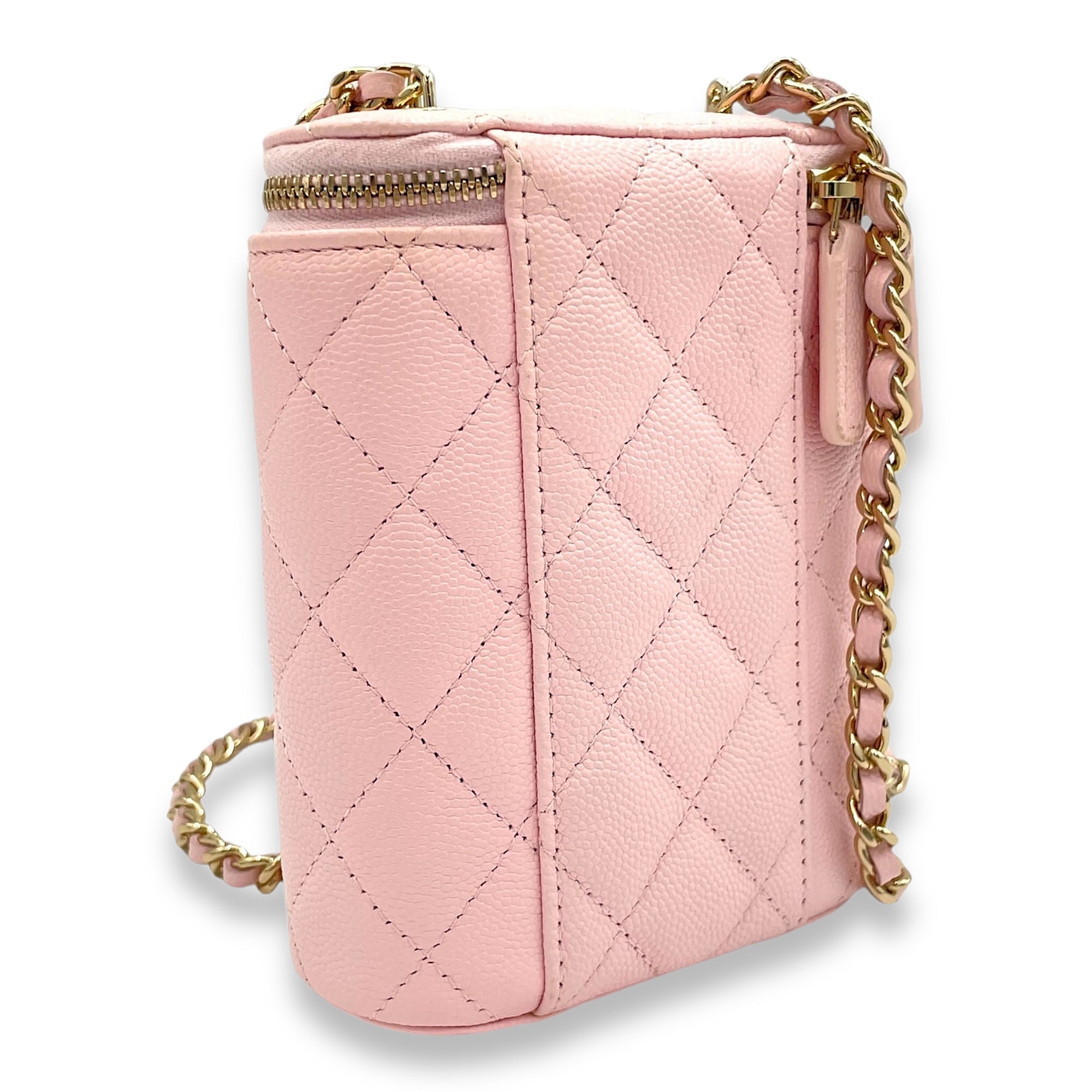 Classic Pink Vanity Bag in Caviar Leather, Gold hardware - Image 5