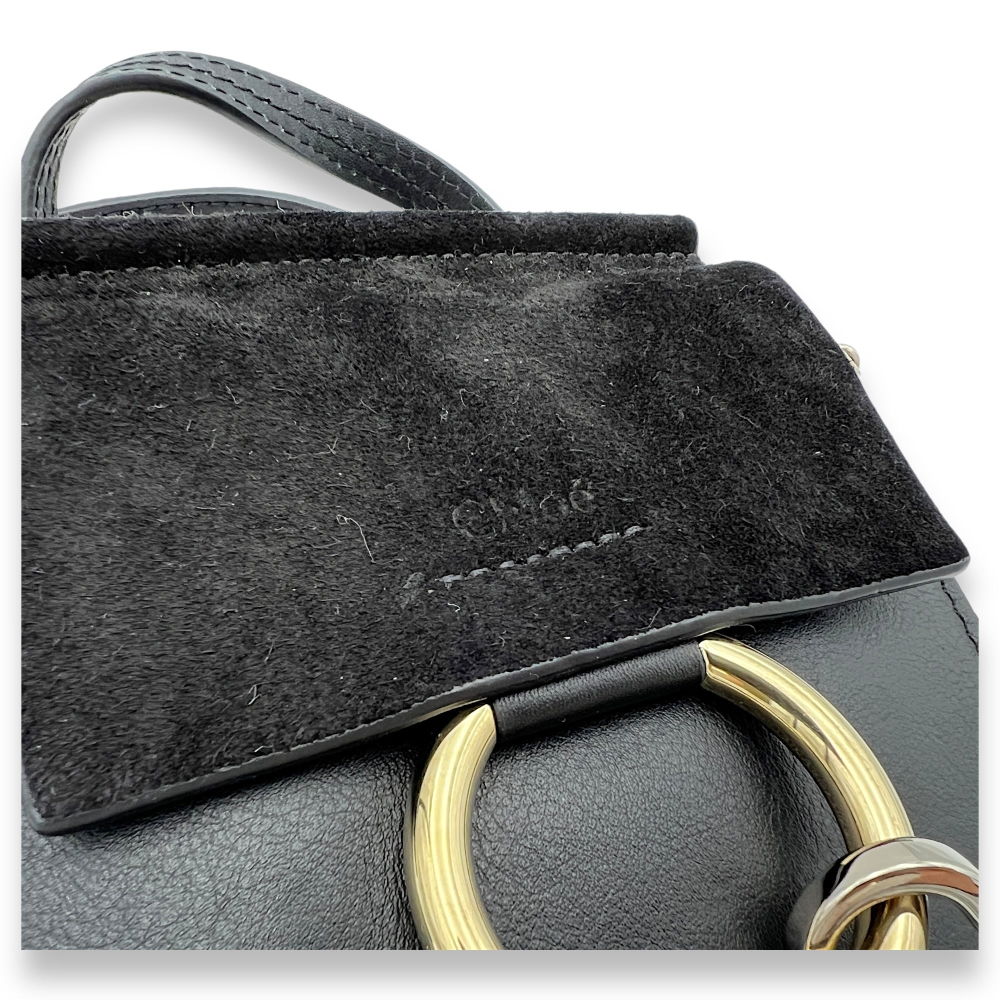 Faye Small Black Crossbody Bag in Calfskin, Gold hardware - Image 7
