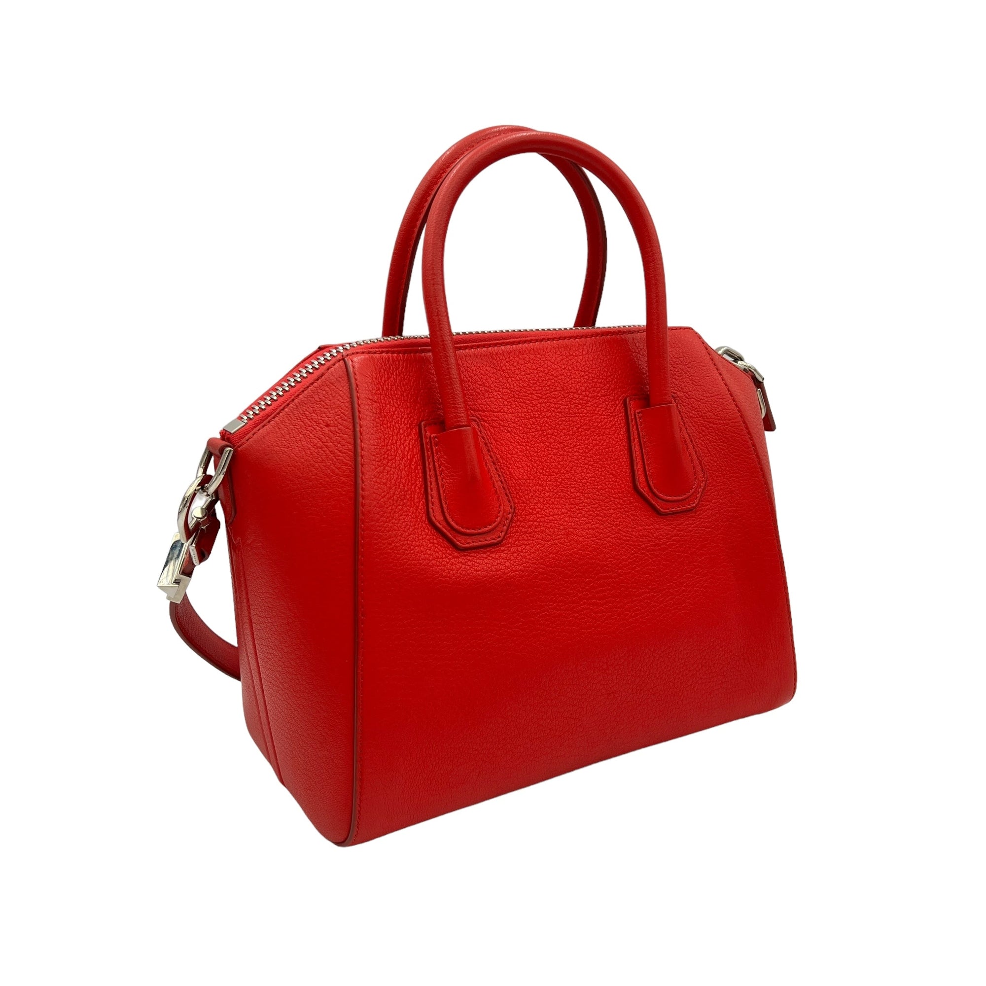 Antigona Small Red Top Handle Bag in Goat Leather, Silver hardware - Image 5