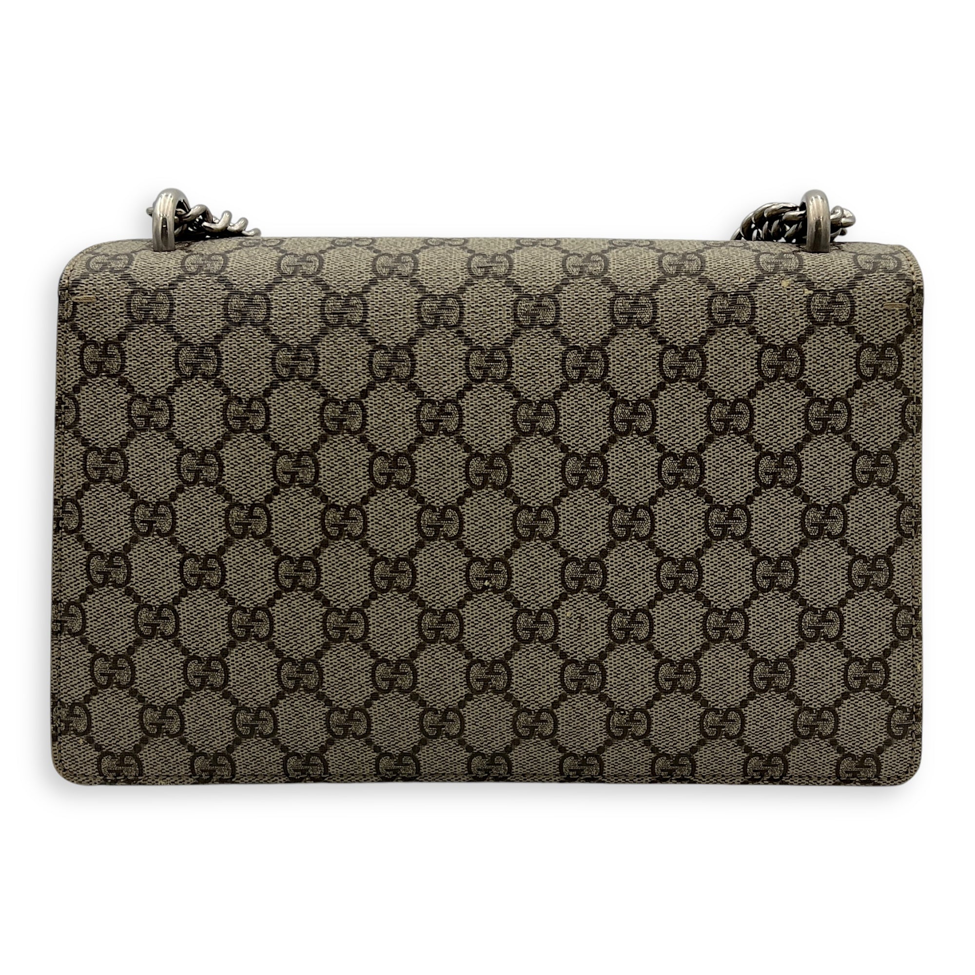 Dionysus Small Black Shoulder Bag in Coated Canvas, Silver hardware - Image 3