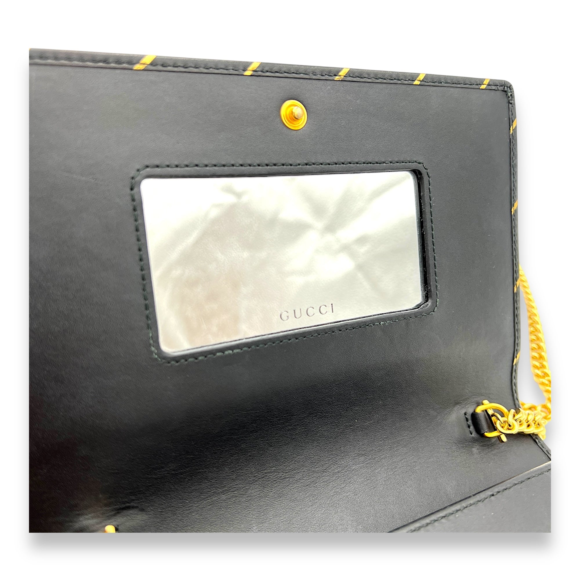 GG Black Wallet On Chain in Calfskin, Gold hardware - Image 12
