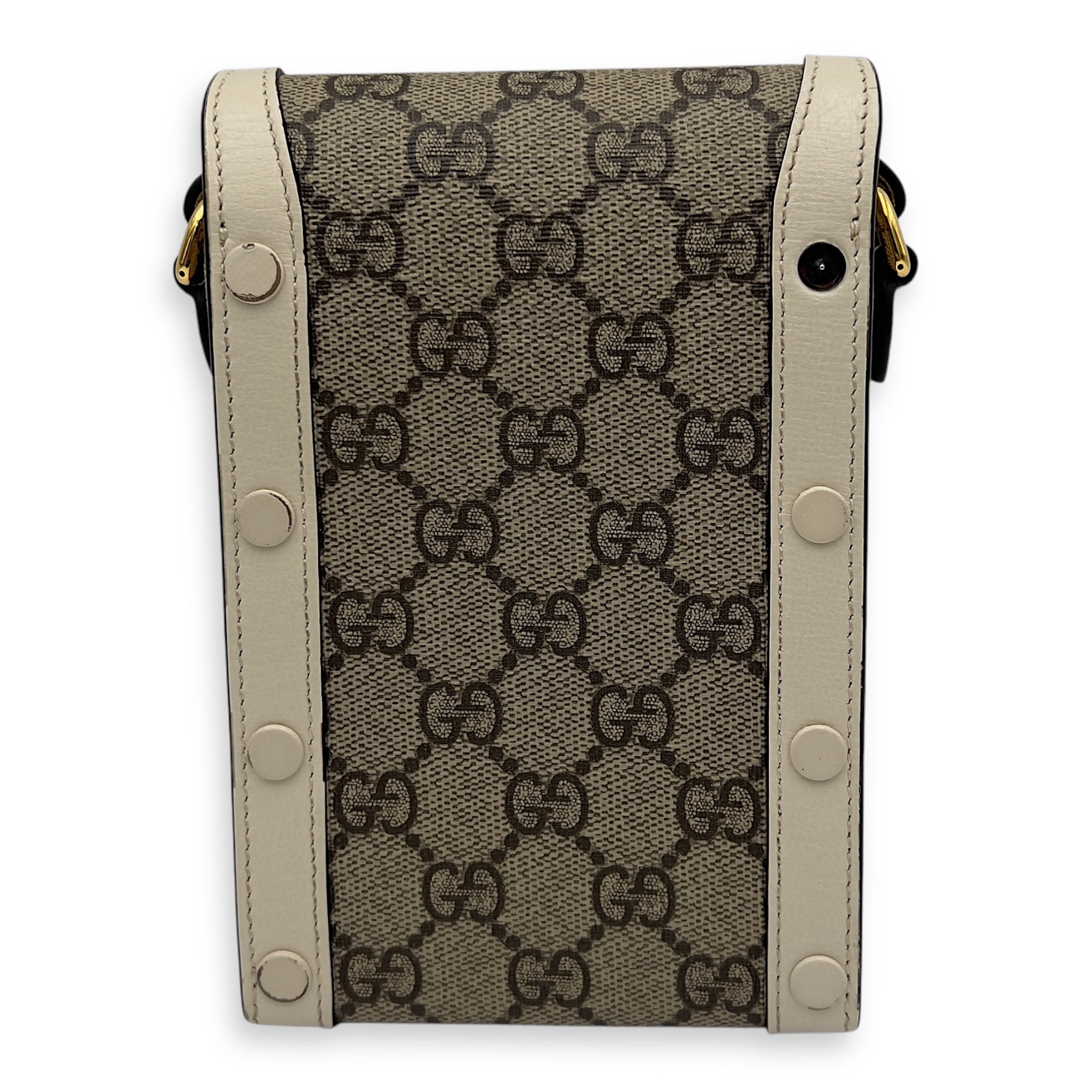 Horsebit 1955 Brown Crossbody Bag in Monogram Coated Canvas, Gold hardware - Image 3