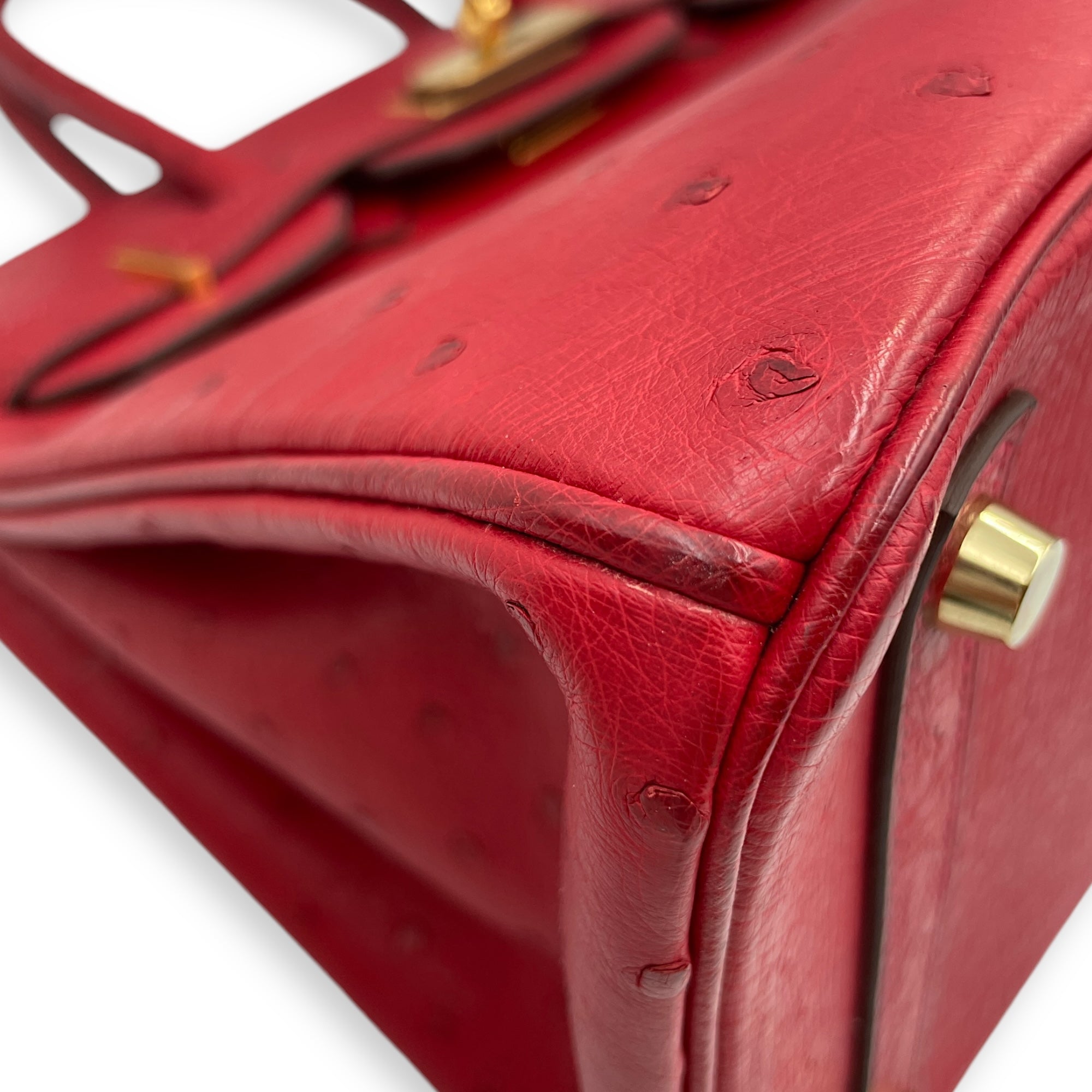 Birkin 30 Rouge Vif in Ostrich, Gold hardware - Image 11
