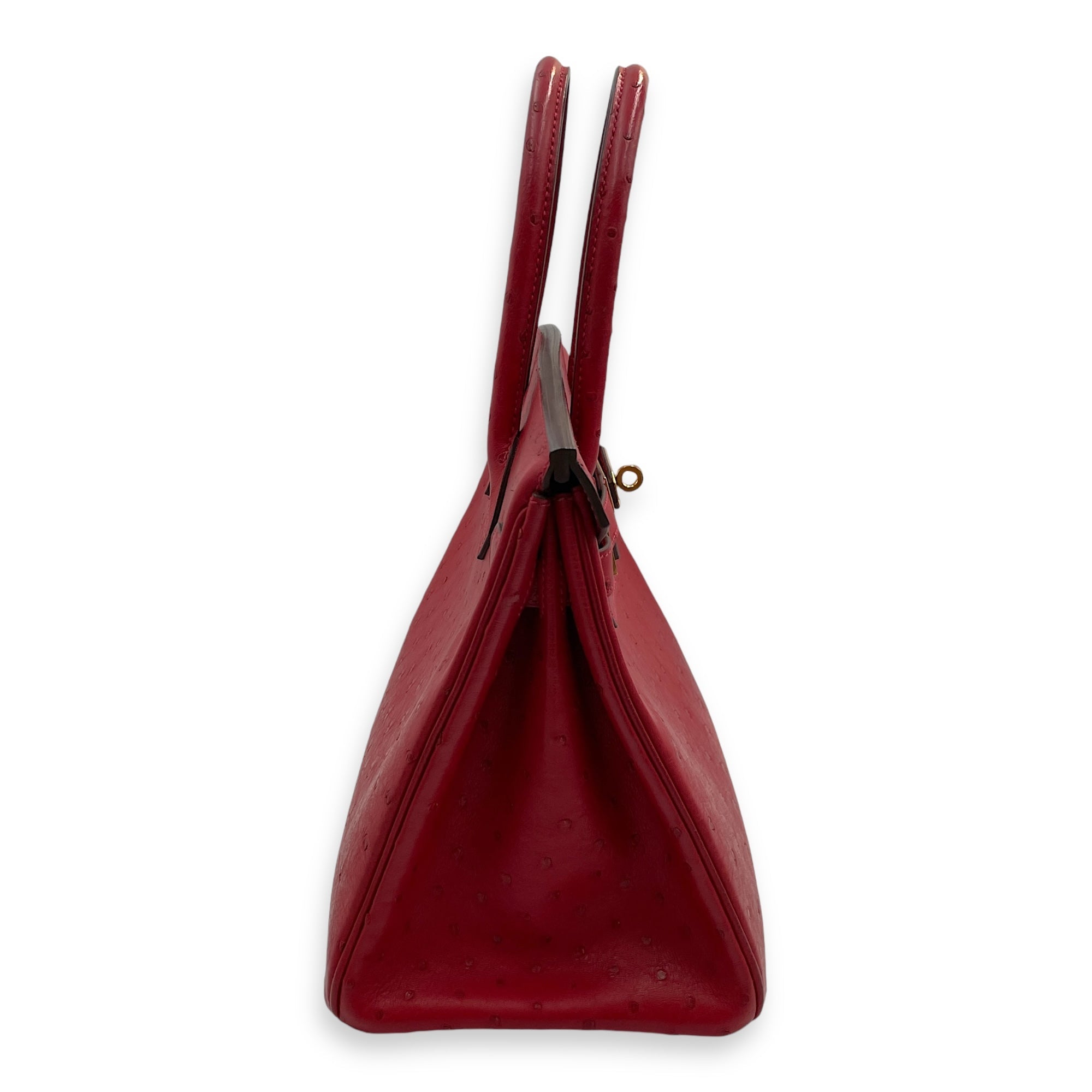 Birkin 30 Rouge Vif in Ostrich, Gold hardware - Image 4