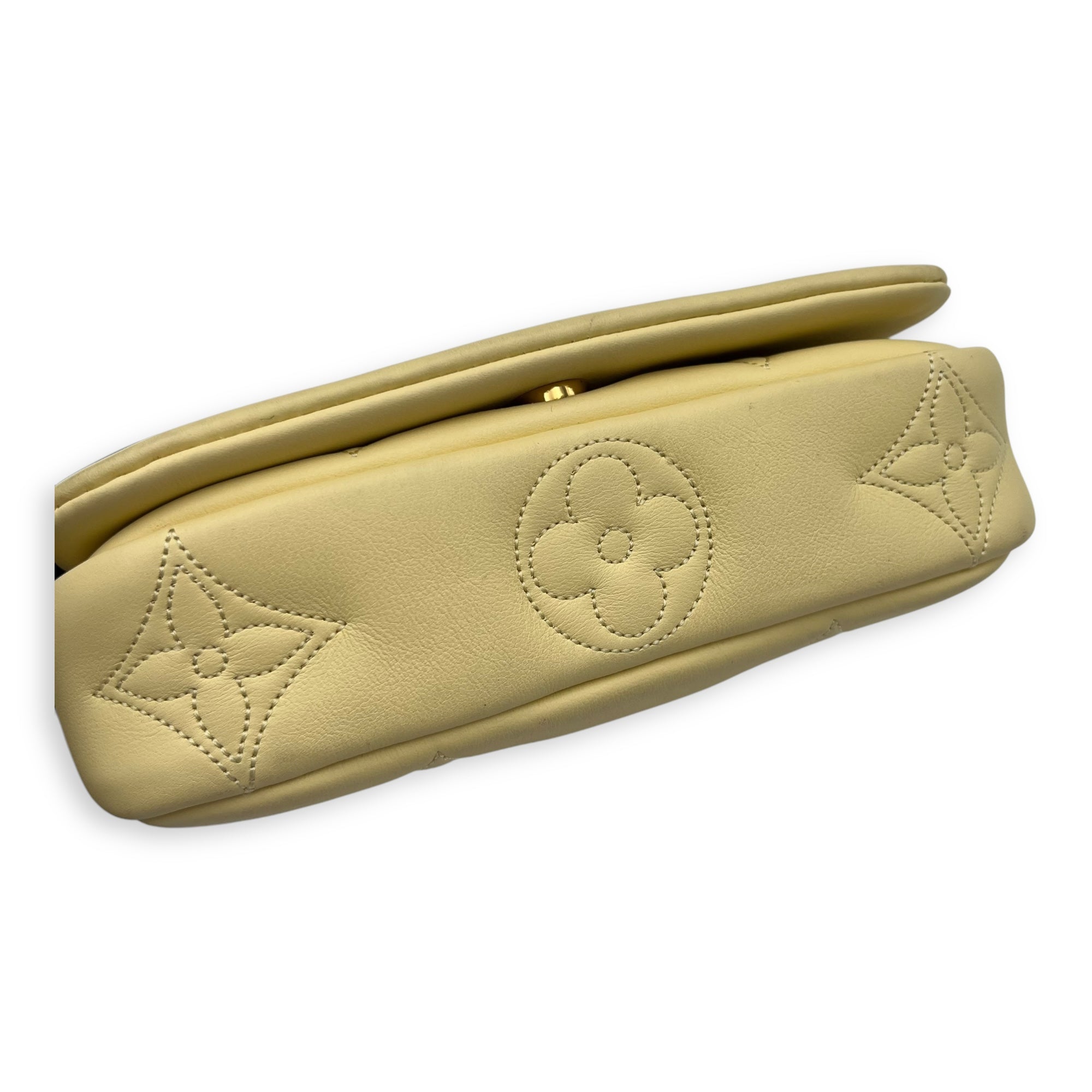 Bubblegram Wallet on Strap Yellow Crossbody Bag in Lambskin, Gold hardware - Image 19