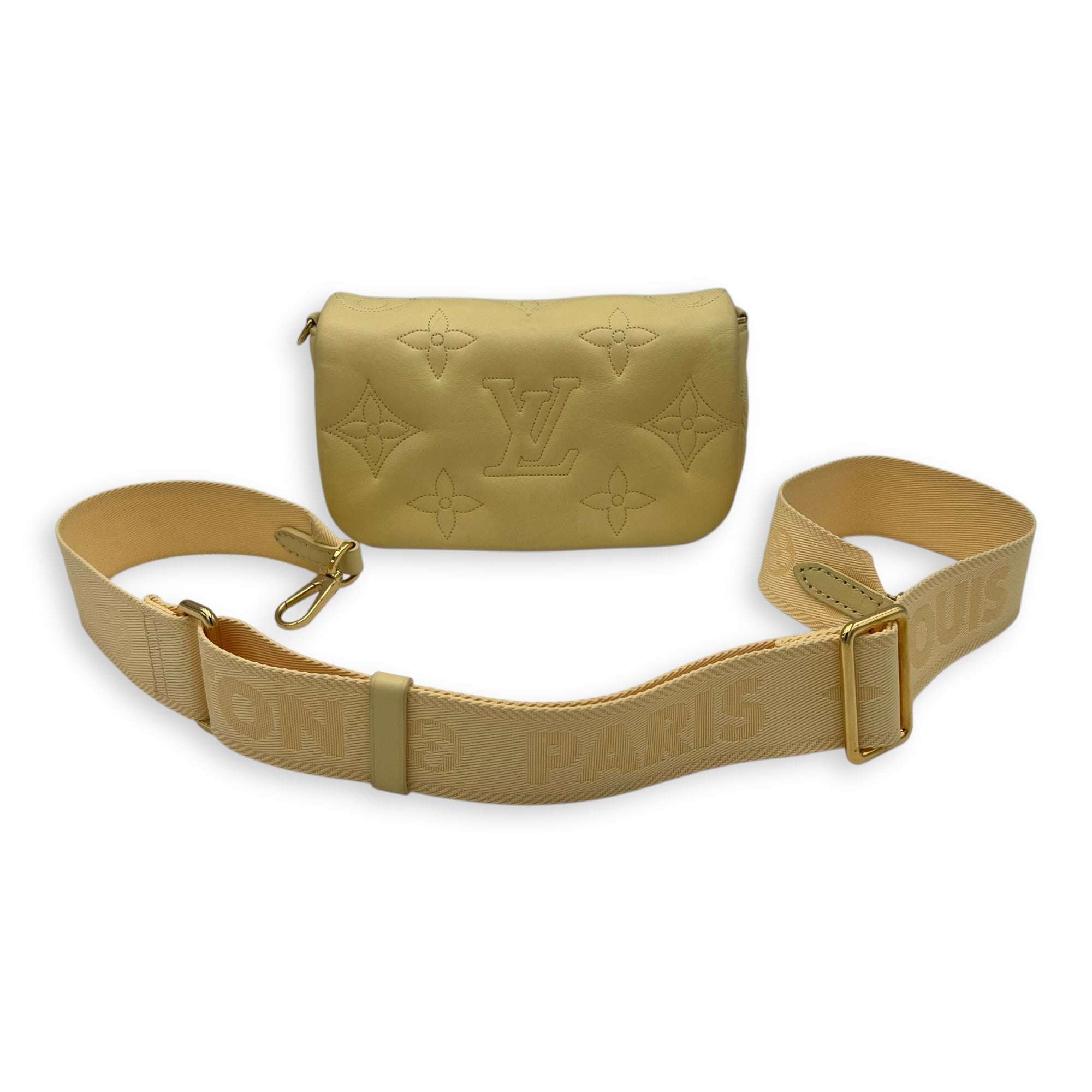 Bubblegram Wallet on Strap Yellow Crossbody Bag in Lambskin, Gold hardware - Image 23