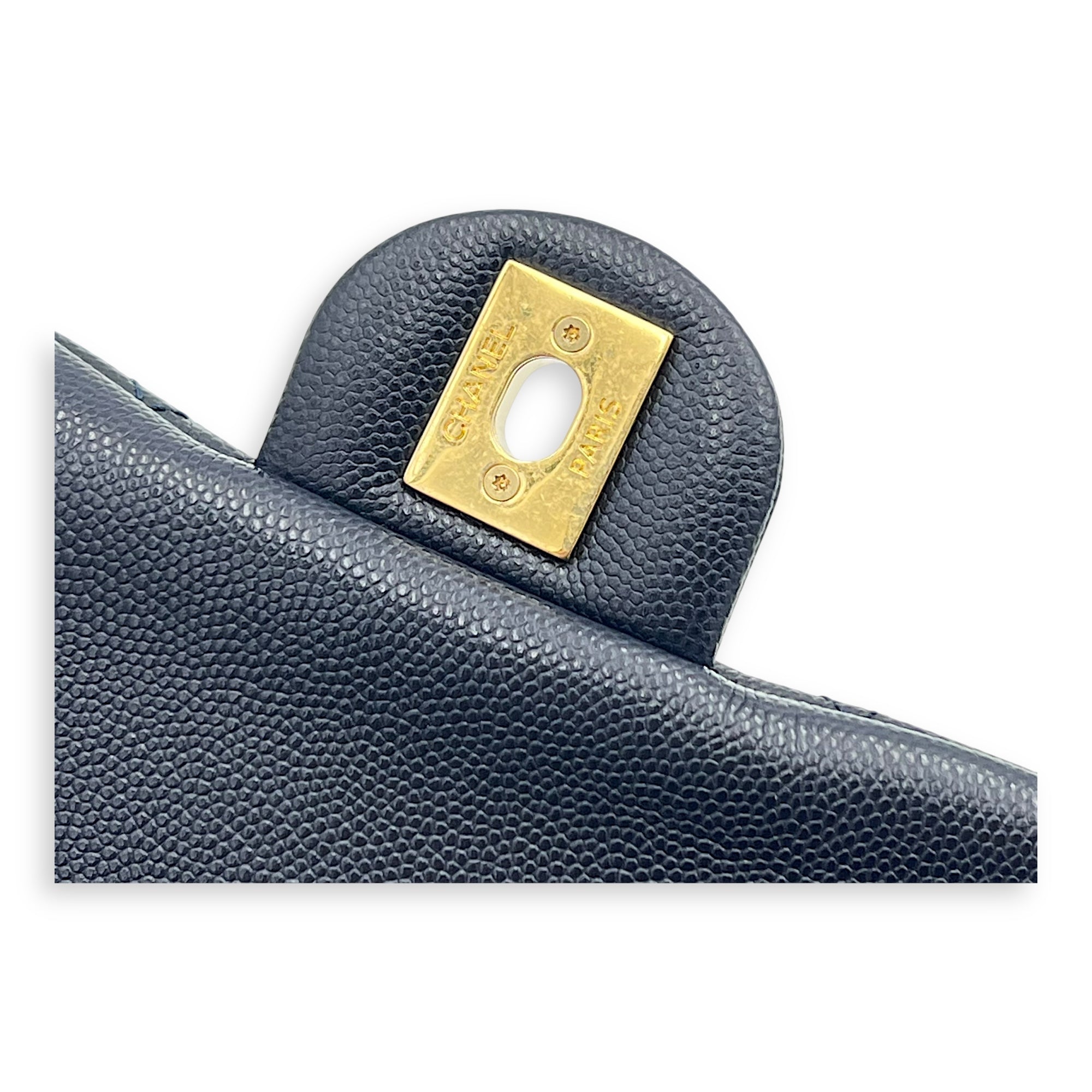 Chain Around Blue Crossbody Bag in Caviar Leather, Gold hardware - Image 11