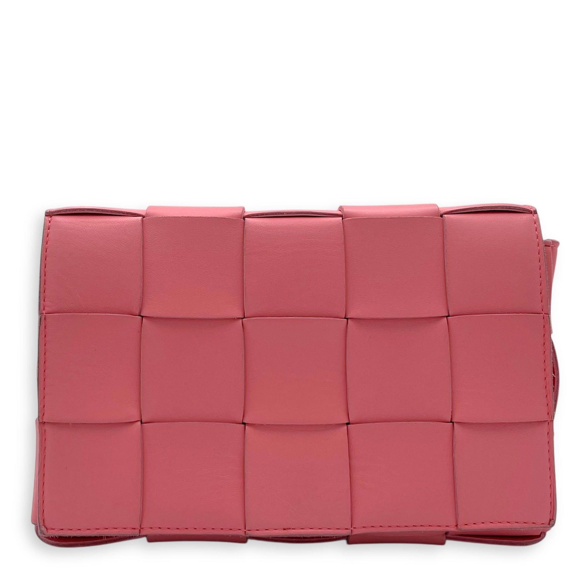 Cassette Crossbody Bag Pink in Calfskin, Silver hardware