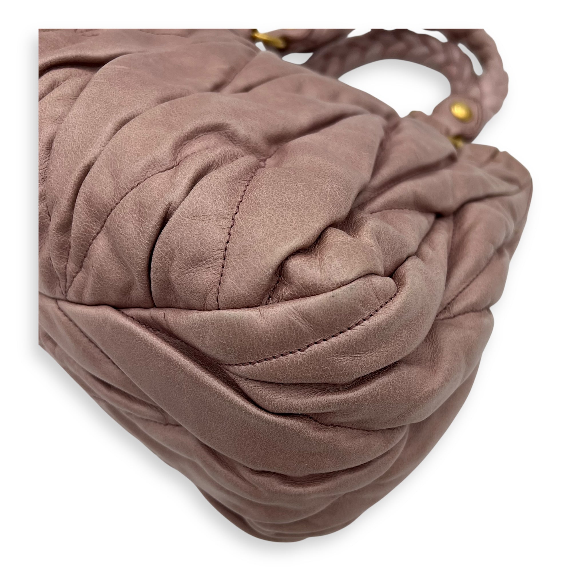 Gaufre Top Handle Bag Pink in Calfskin, Gold hardware - Image 13