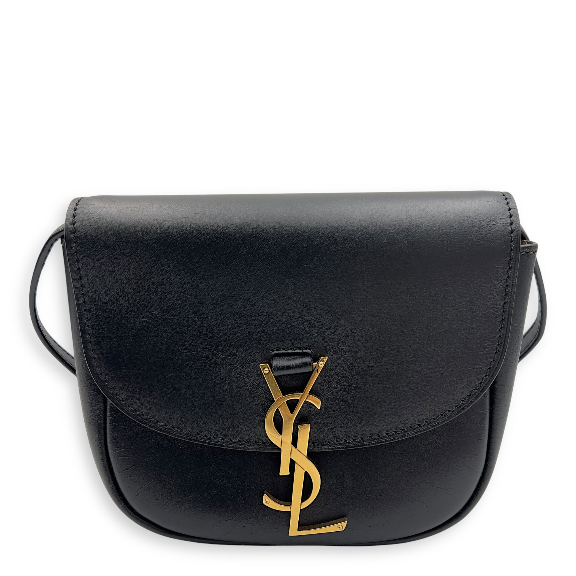 Kaia Crossbody Bag Black in Calfskin, Gold hardware