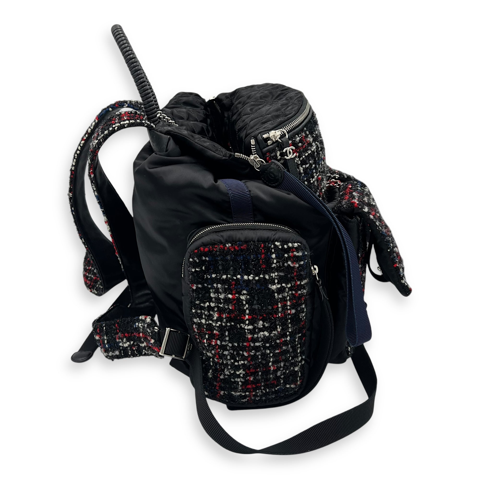 Astronaut Backpack Multi-colour in Tweed, Silver hardware - Image 3