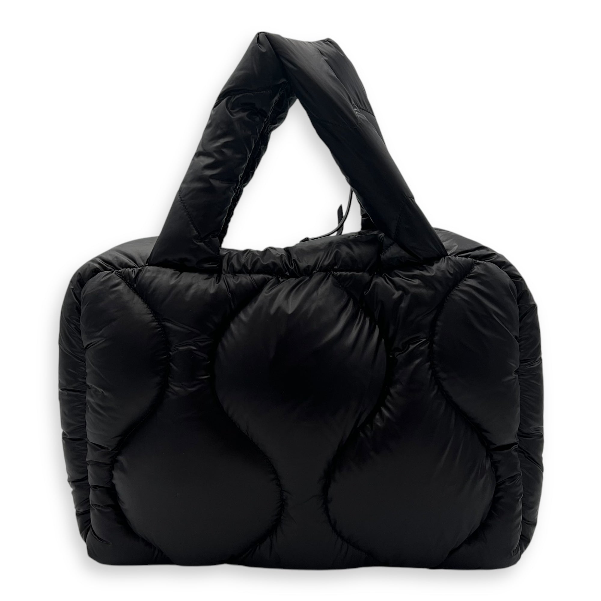 Paded Boston Top Handle Bag Black in Nylon, Silver hardware - Image 3
