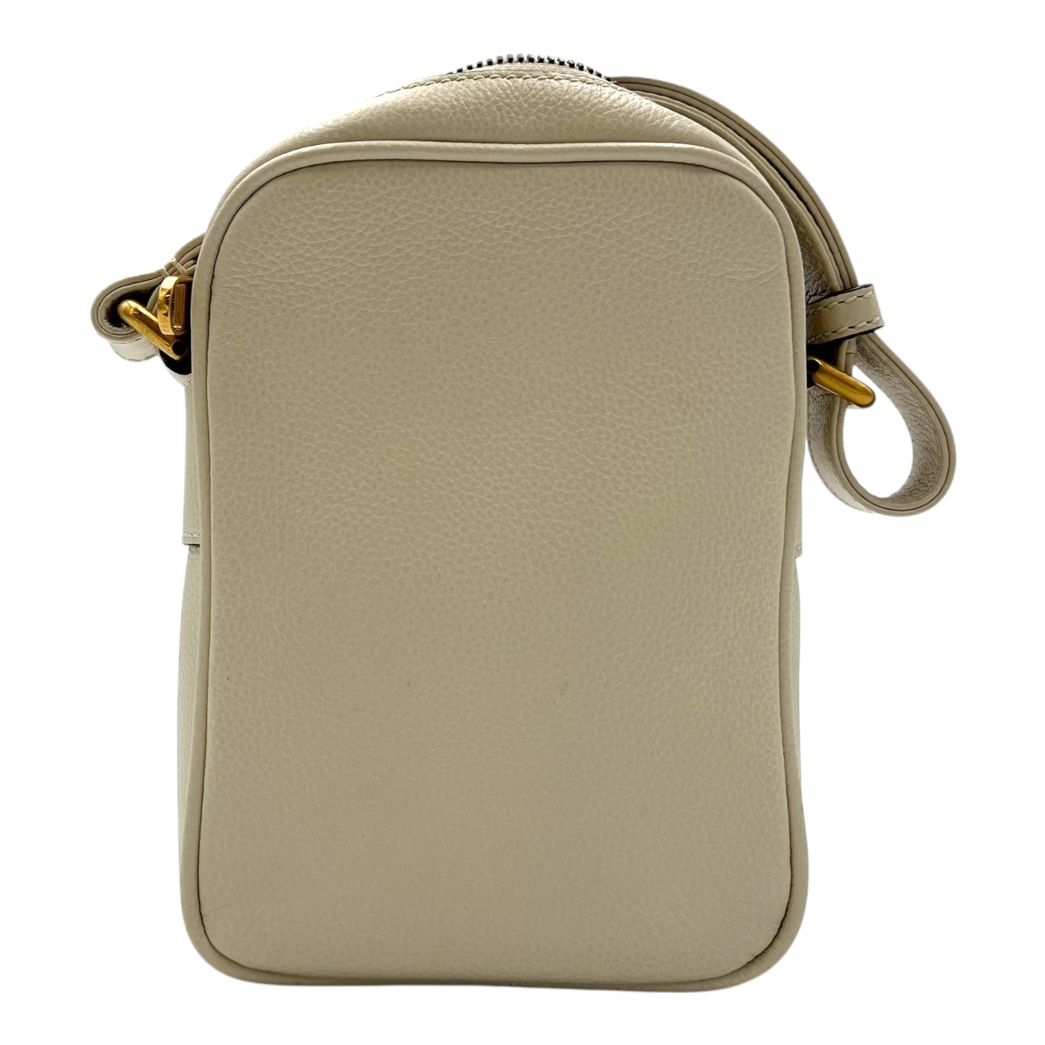 Logo Shoulder Bag White in Calfskin, Gold hardware - Image 3