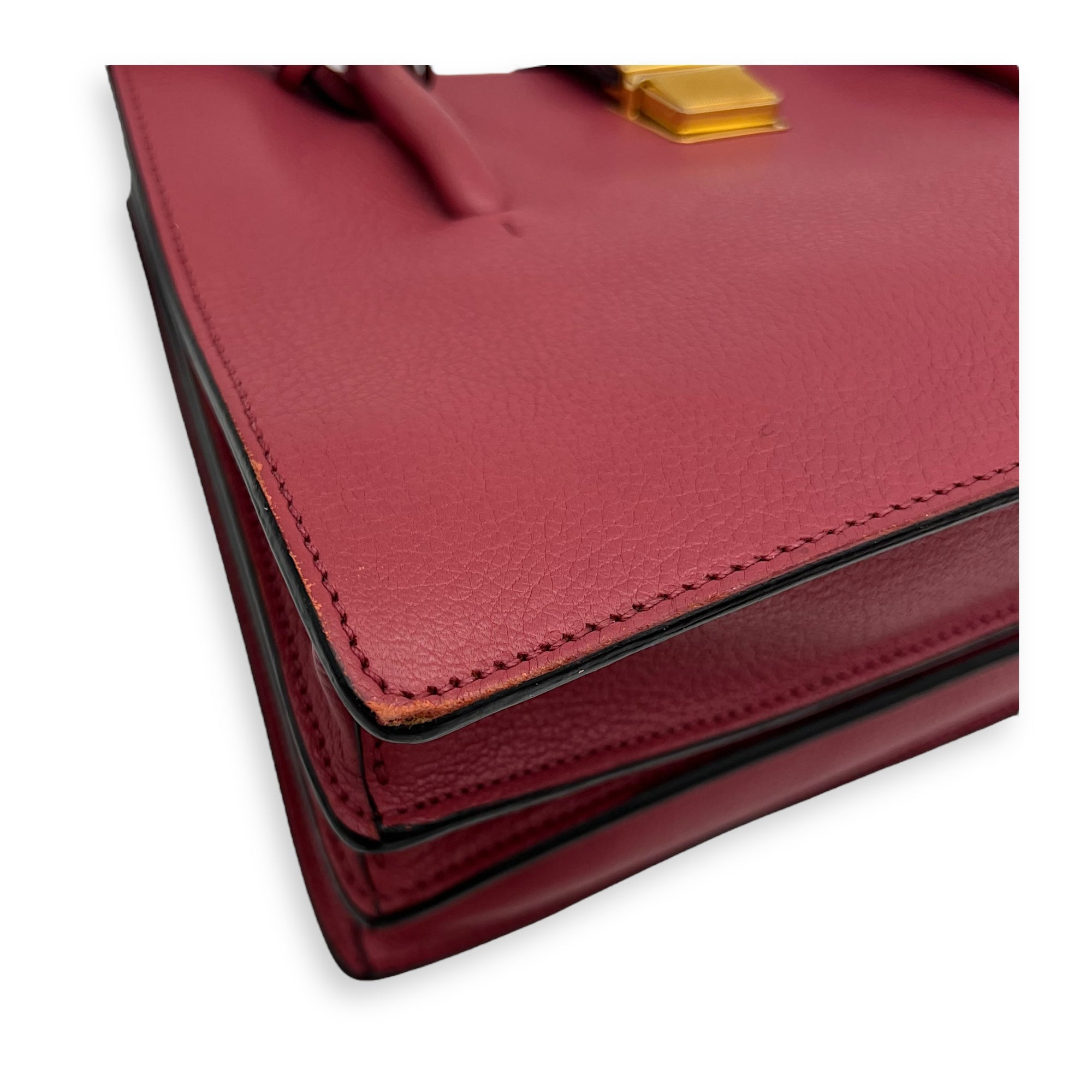 Madras Pink Top Handle Bag in Calfskin, Gold hardware - Image 13