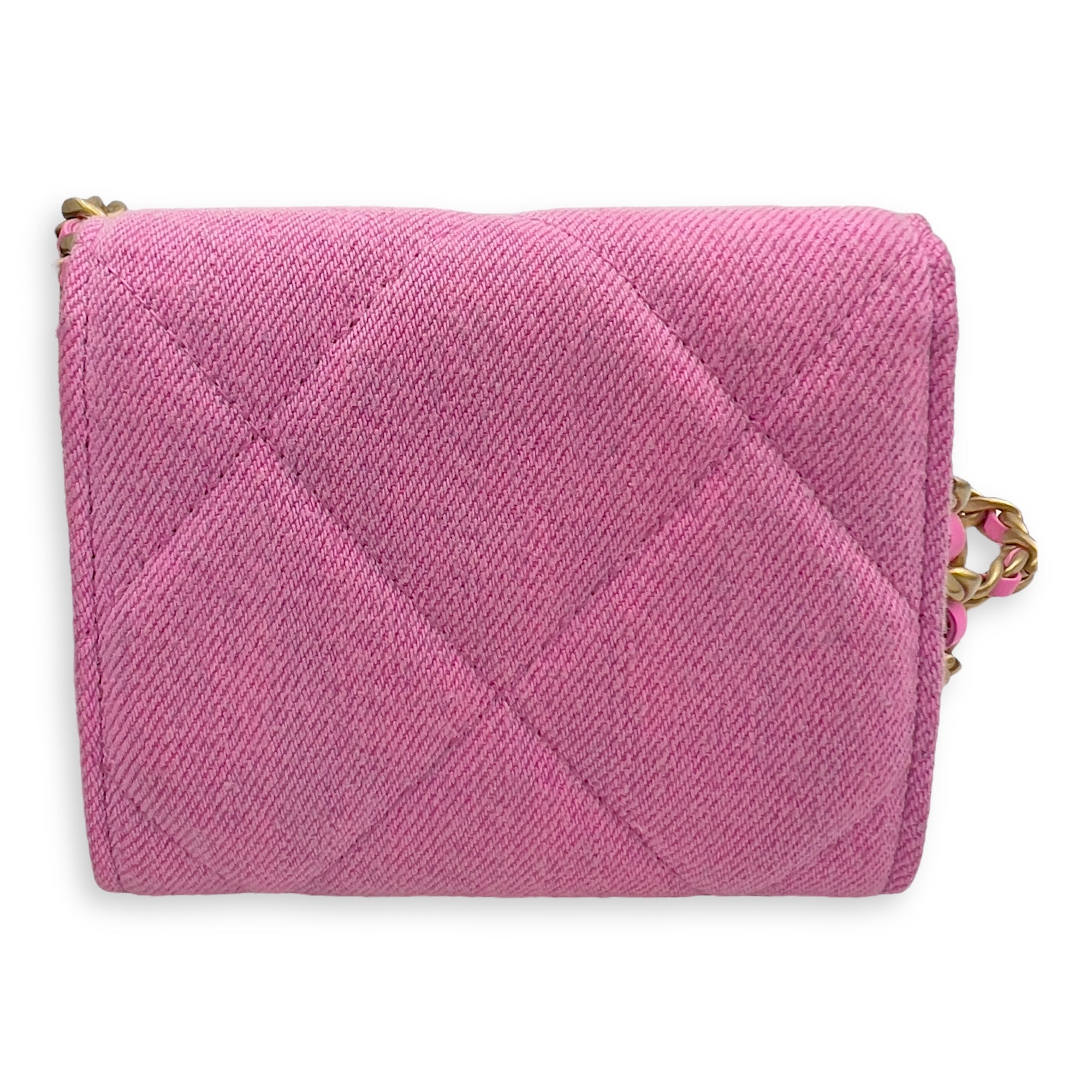 C19 Pink Wallet On Chain in Denim, Gold hardware - Image 5