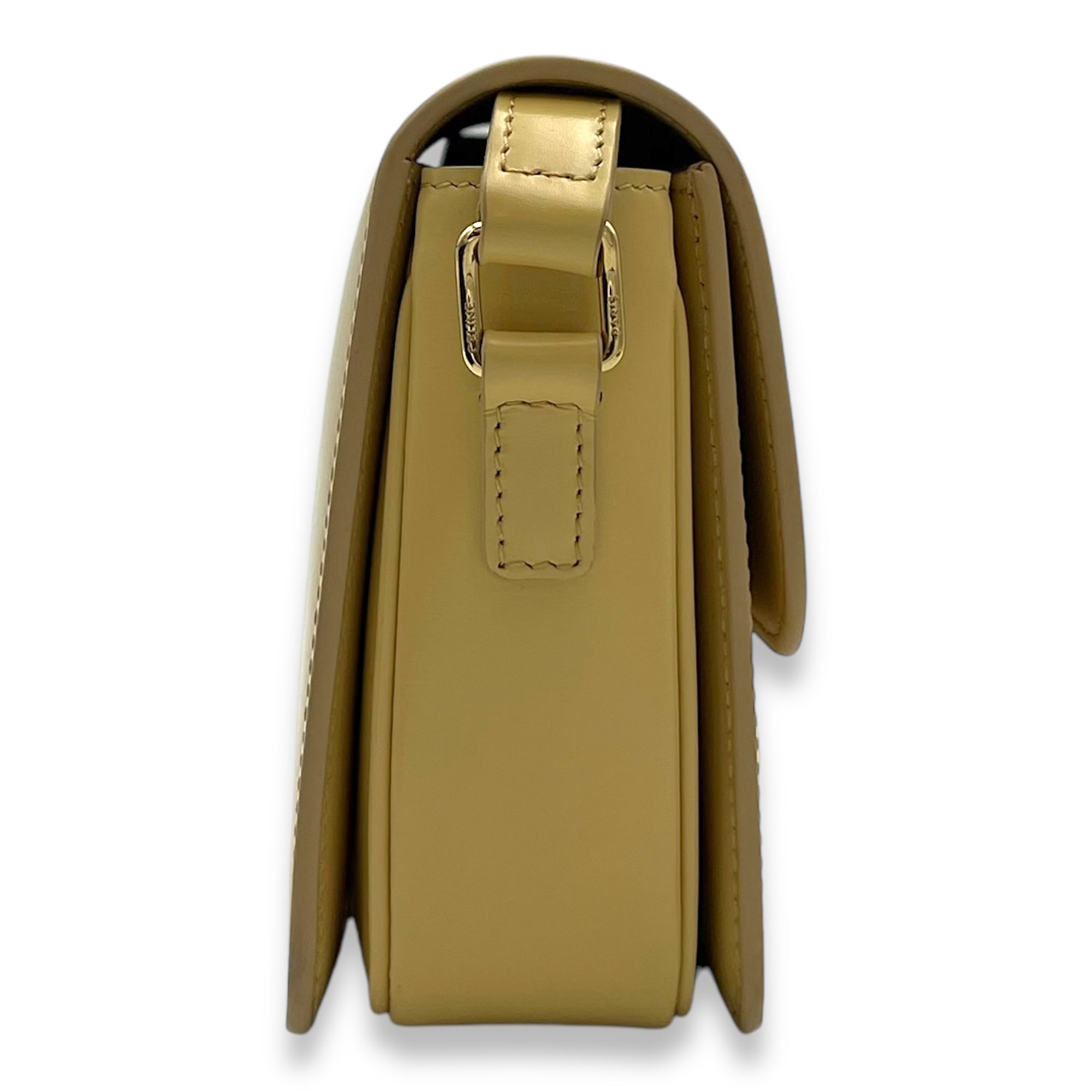 Triomphe Crossbody Bag Teen Yellow in Calfskin, Gold hardware - Image 4