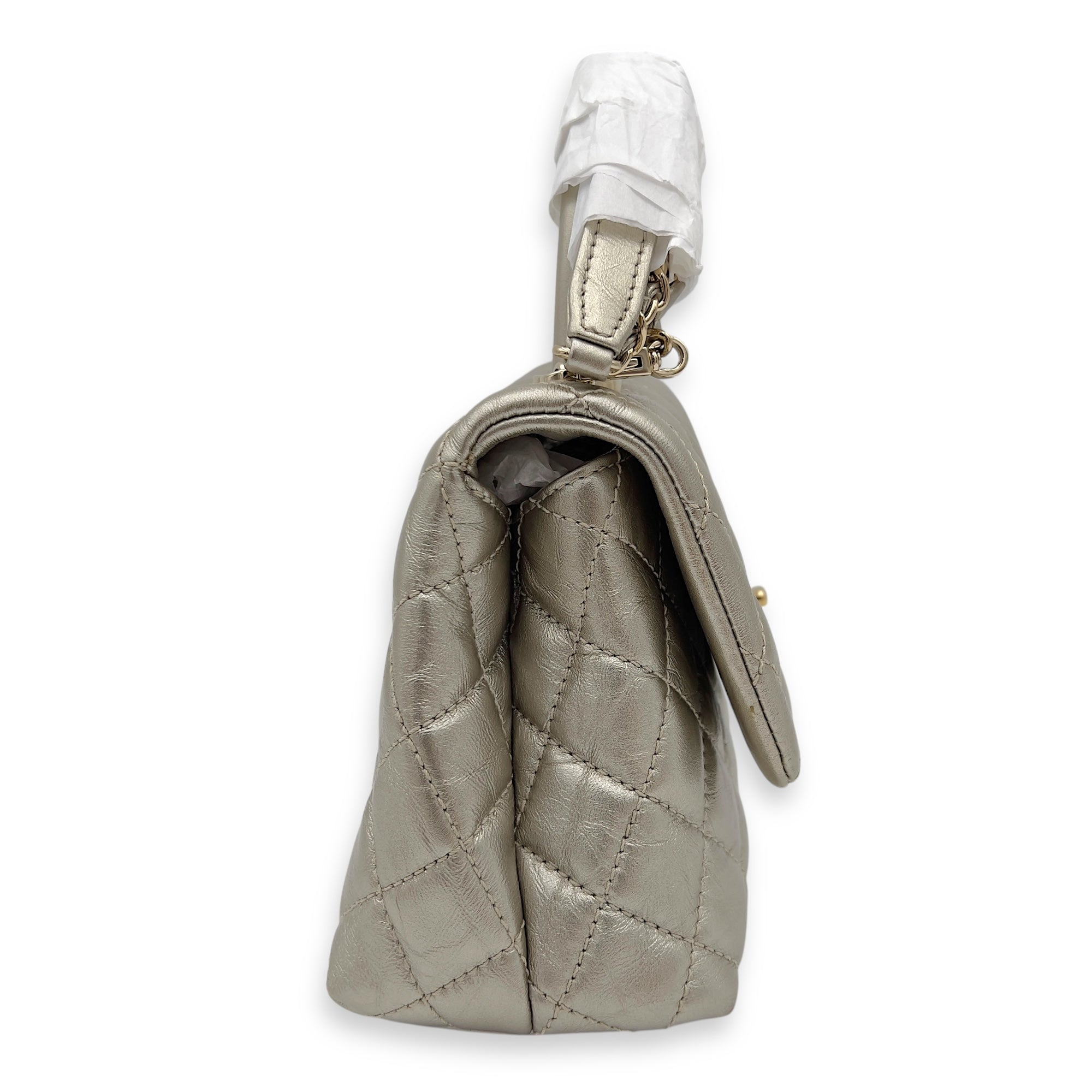 Coco Small Gold Top Handle Bag in Calfskin, Gold hardware - Image 6