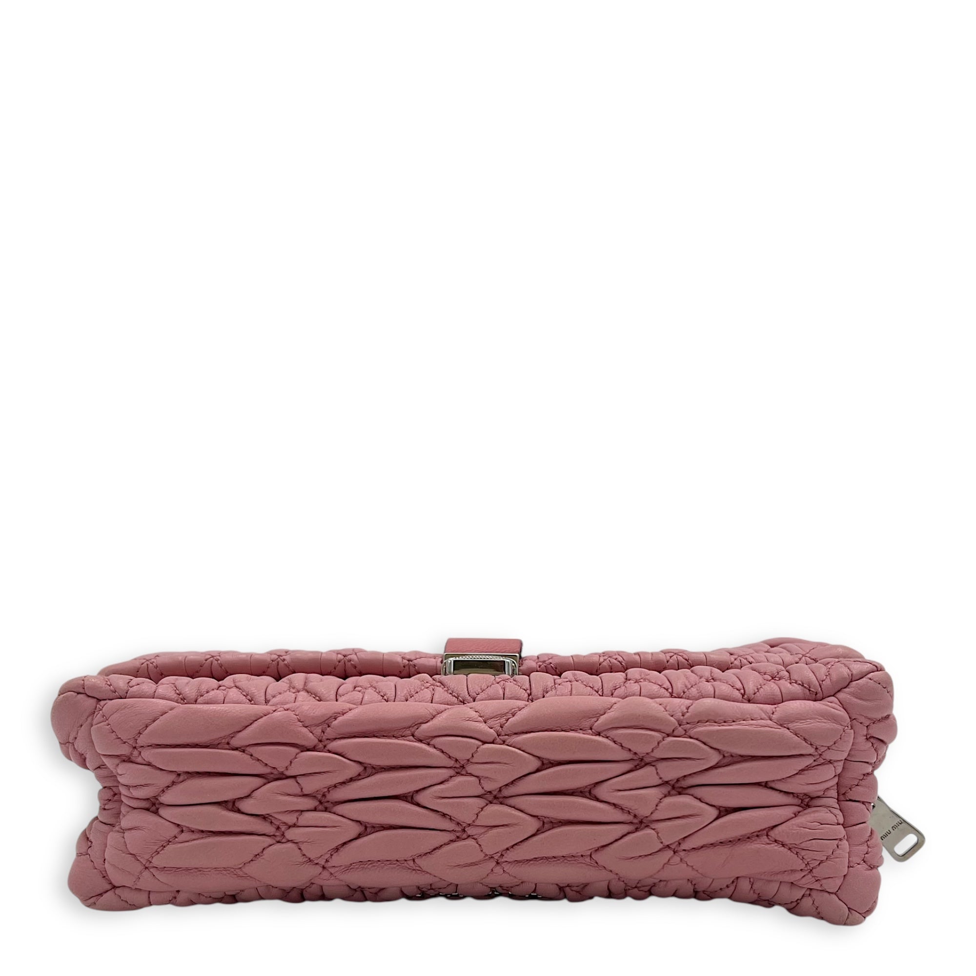 Matelassé Shoulder Bag Pink in Lambskin, Silver hardware - Image 6