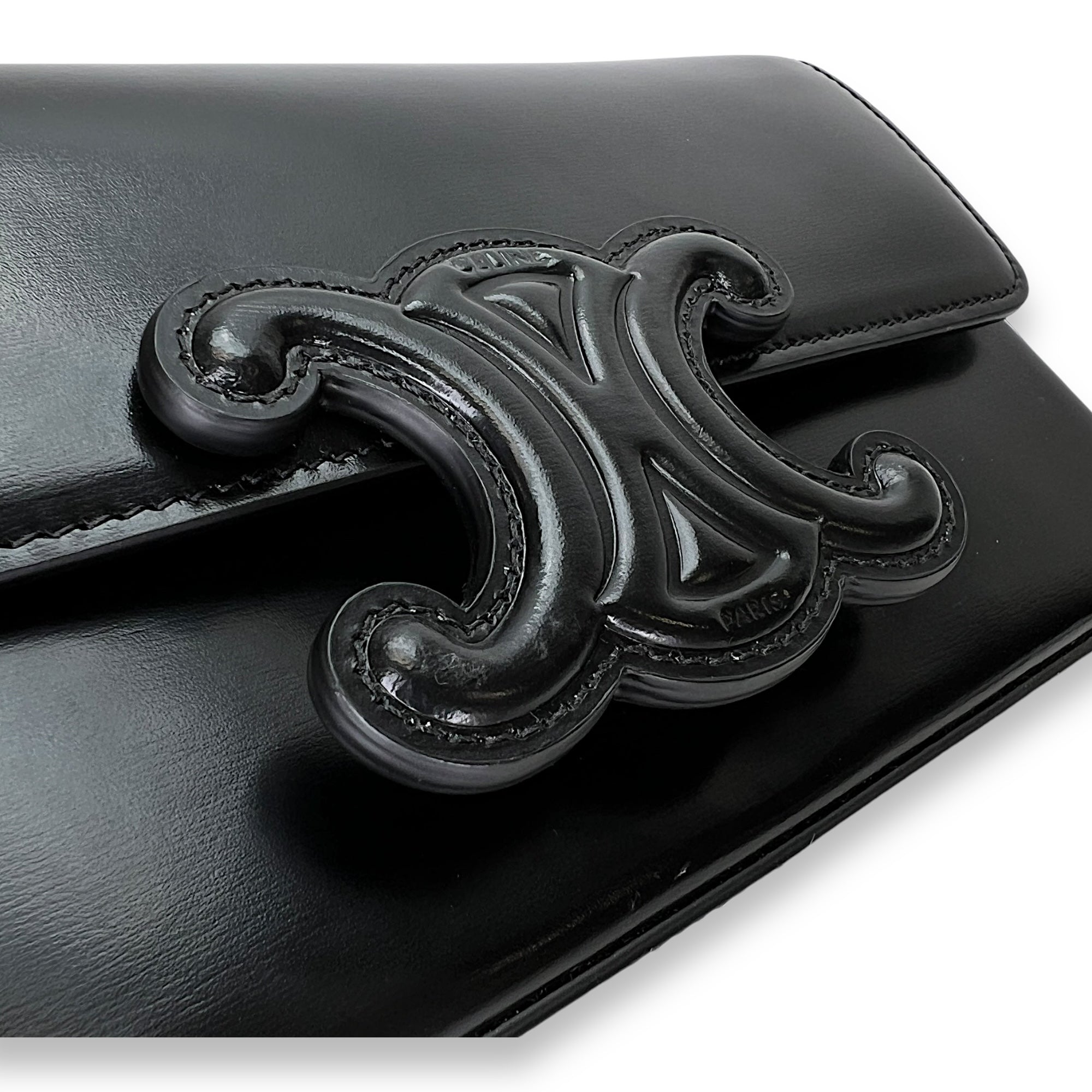 Triomphe Shoulder Bag Black in Calfskin , Gold Hardware - Image 7