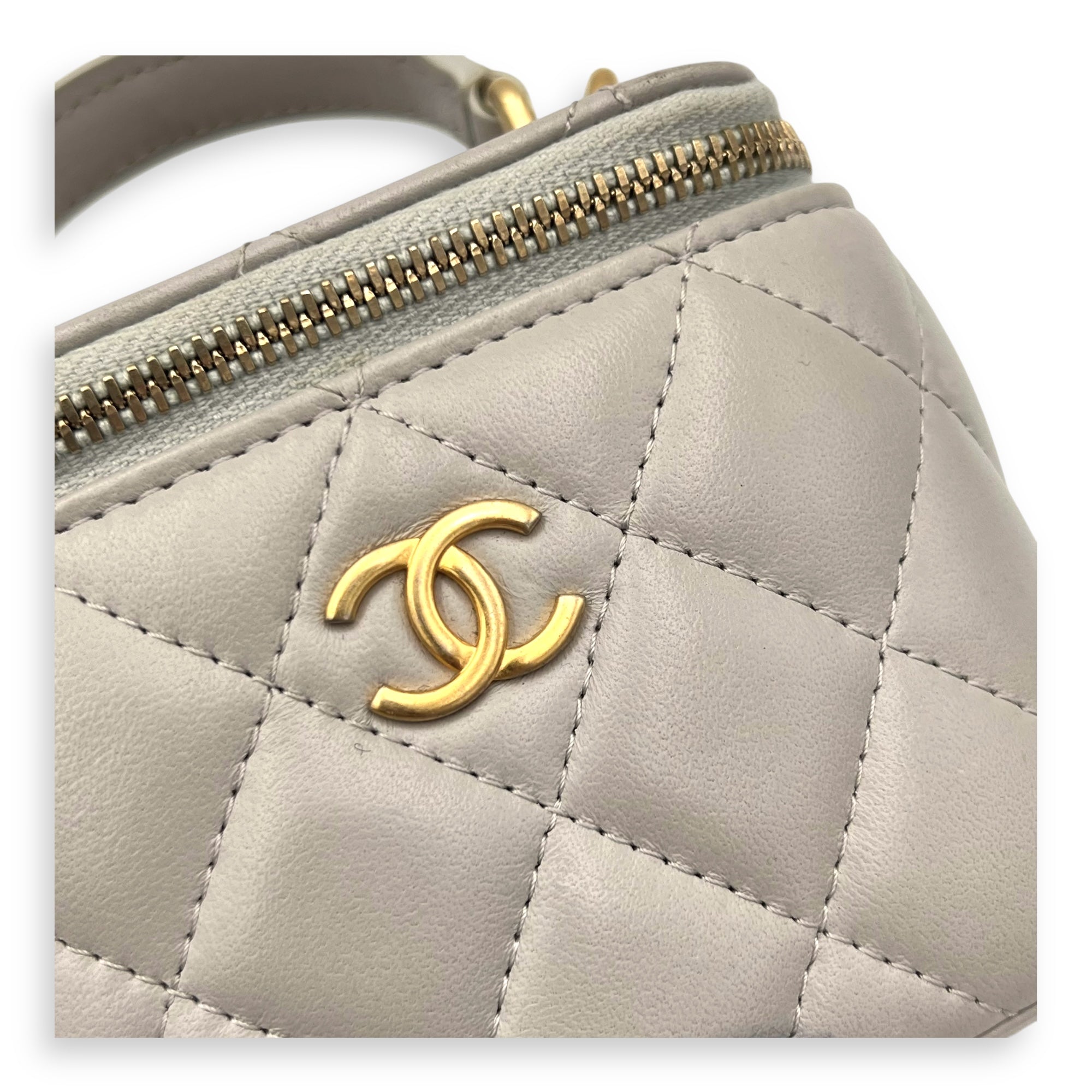 Classic Vanity Bag Mini Grey in Lambskin , Gold Hardware - Image 7