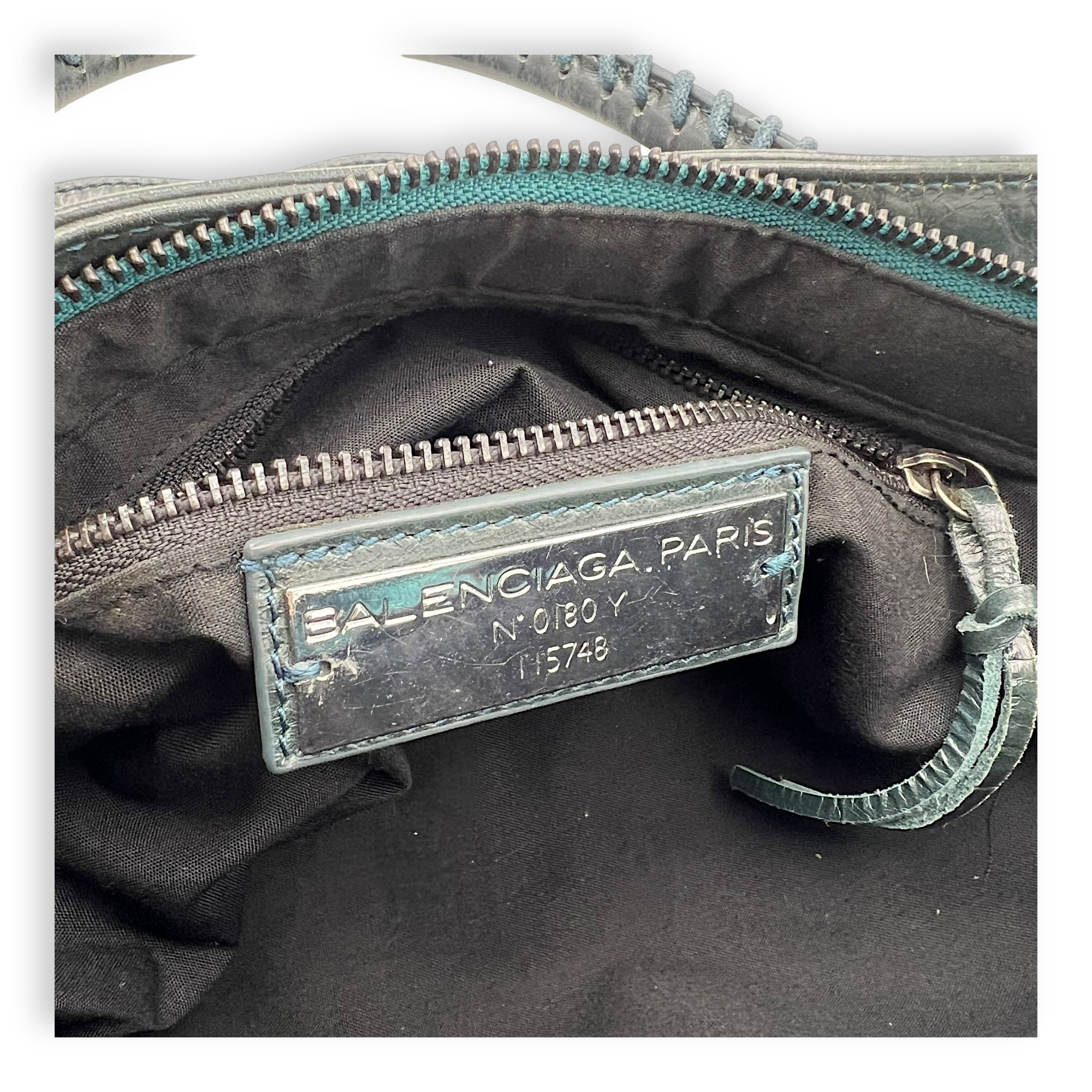 First Green Top Handle Bag in Calfskin, Silver hardware - Image 8