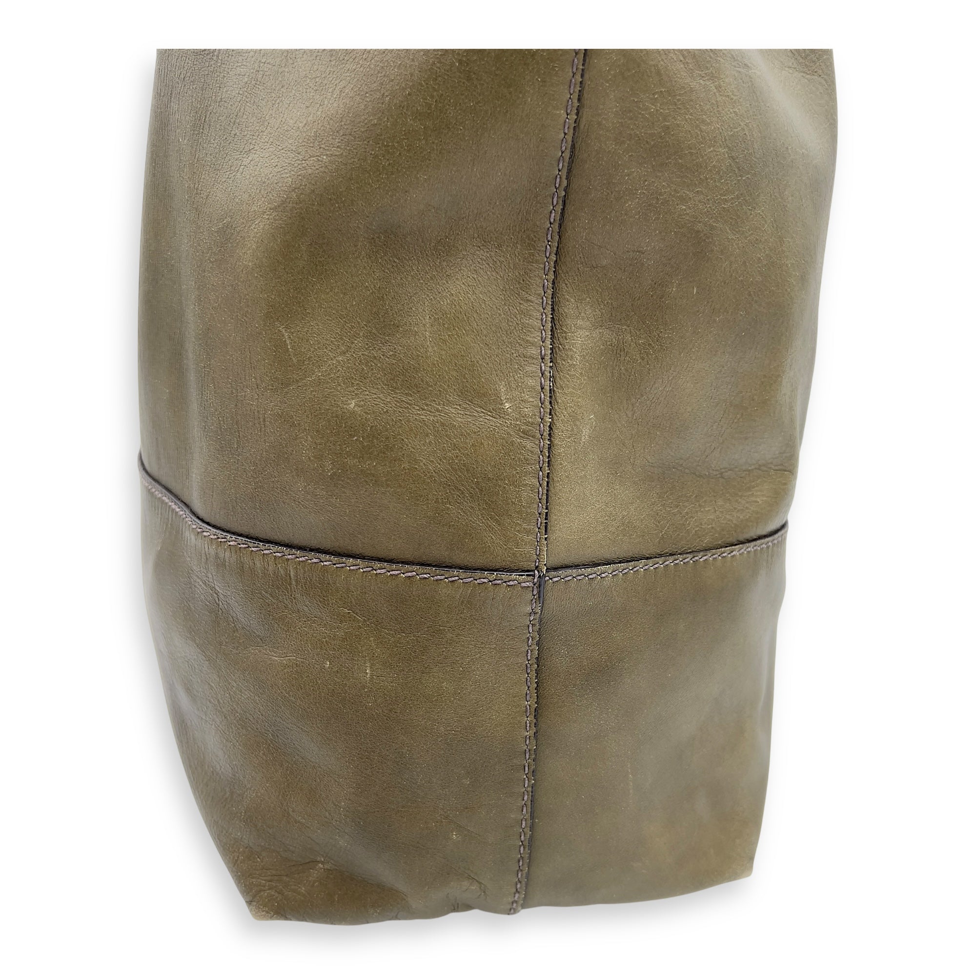 Logo Tote Bag Grey in Calfskin, Gold hardware - Image 9