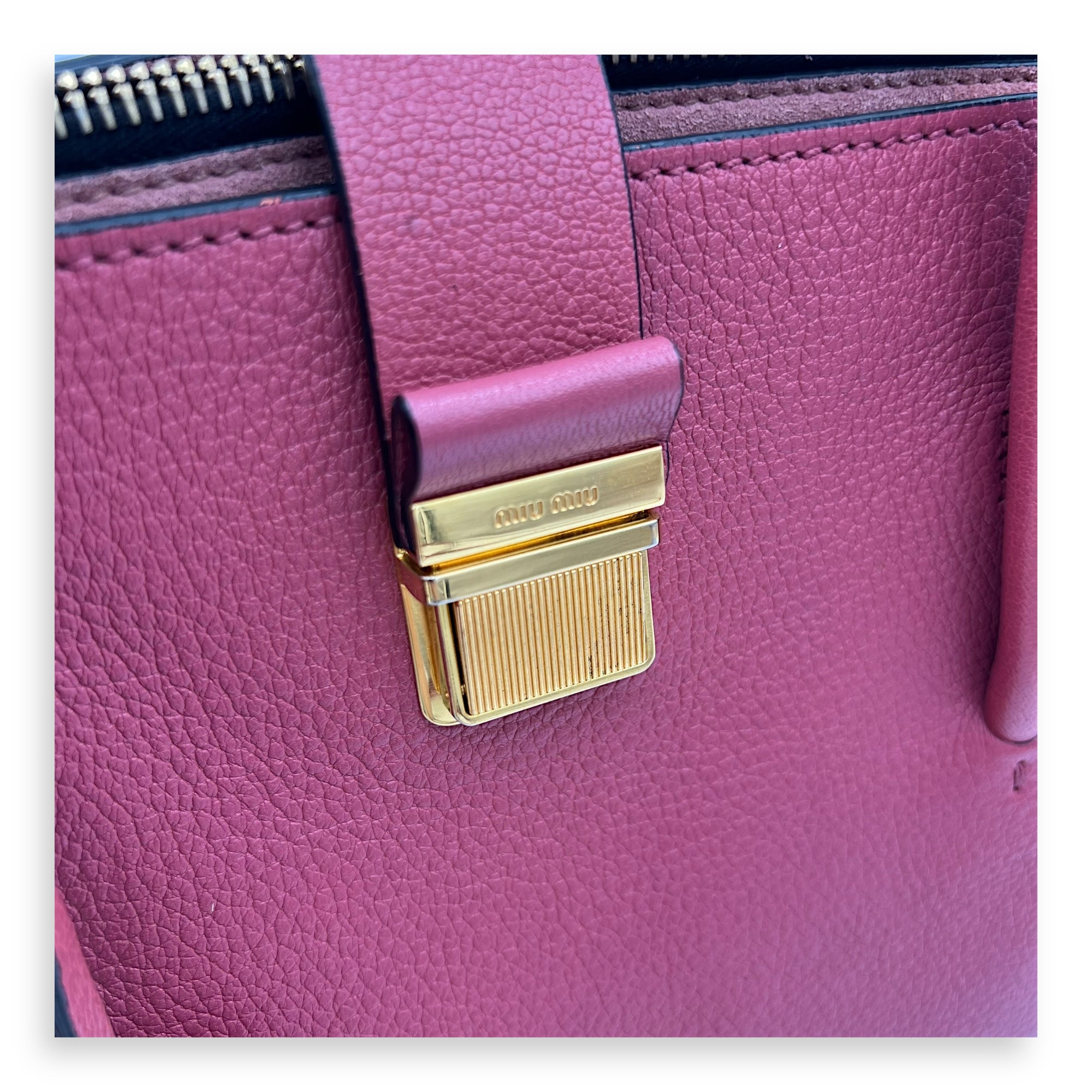 Madras Pink Top Handle Bag in Calfskin, Gold hardware - Image 9