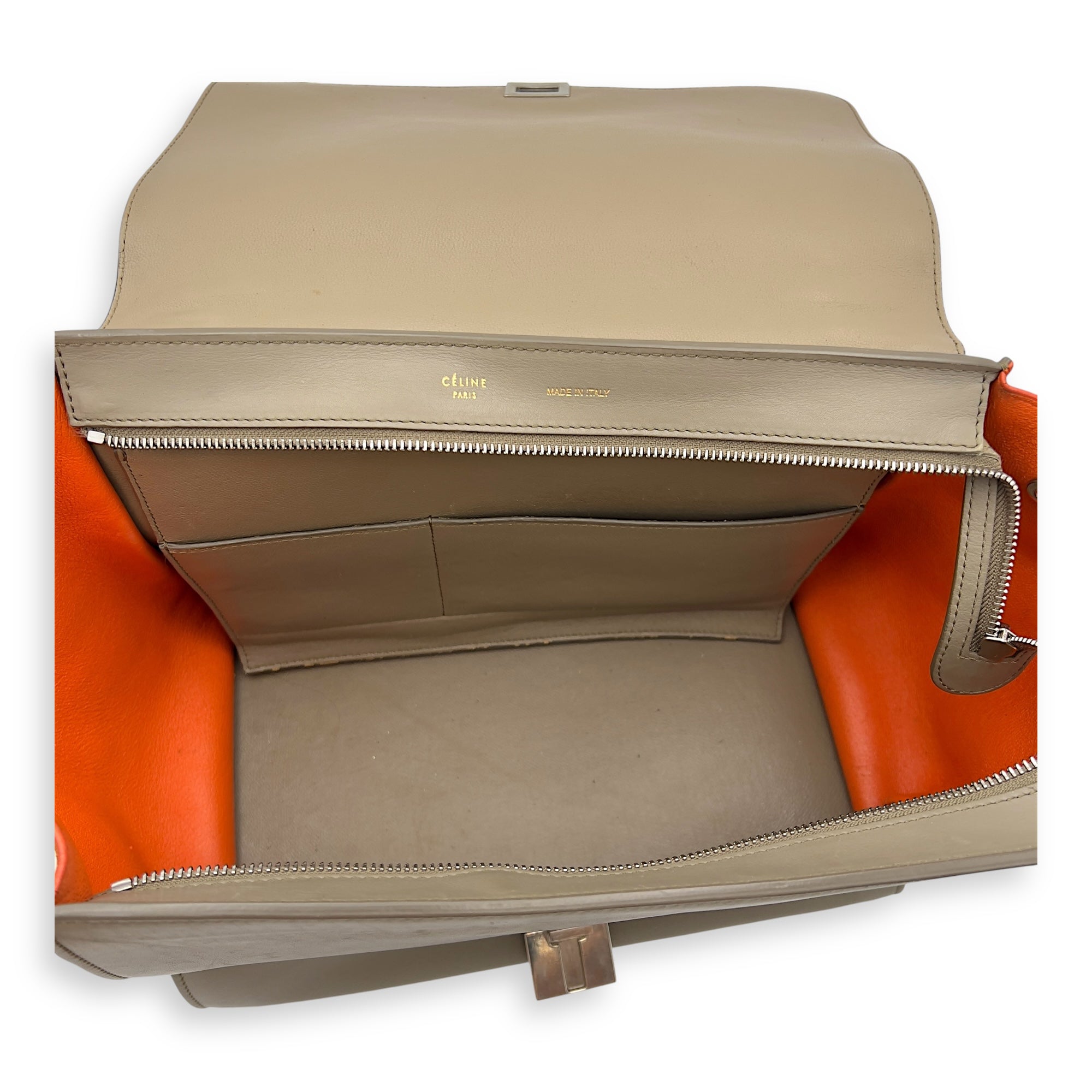 Trapeze Top Handle Bag Medium Black in Calfskin, Silver hardware - Image 5