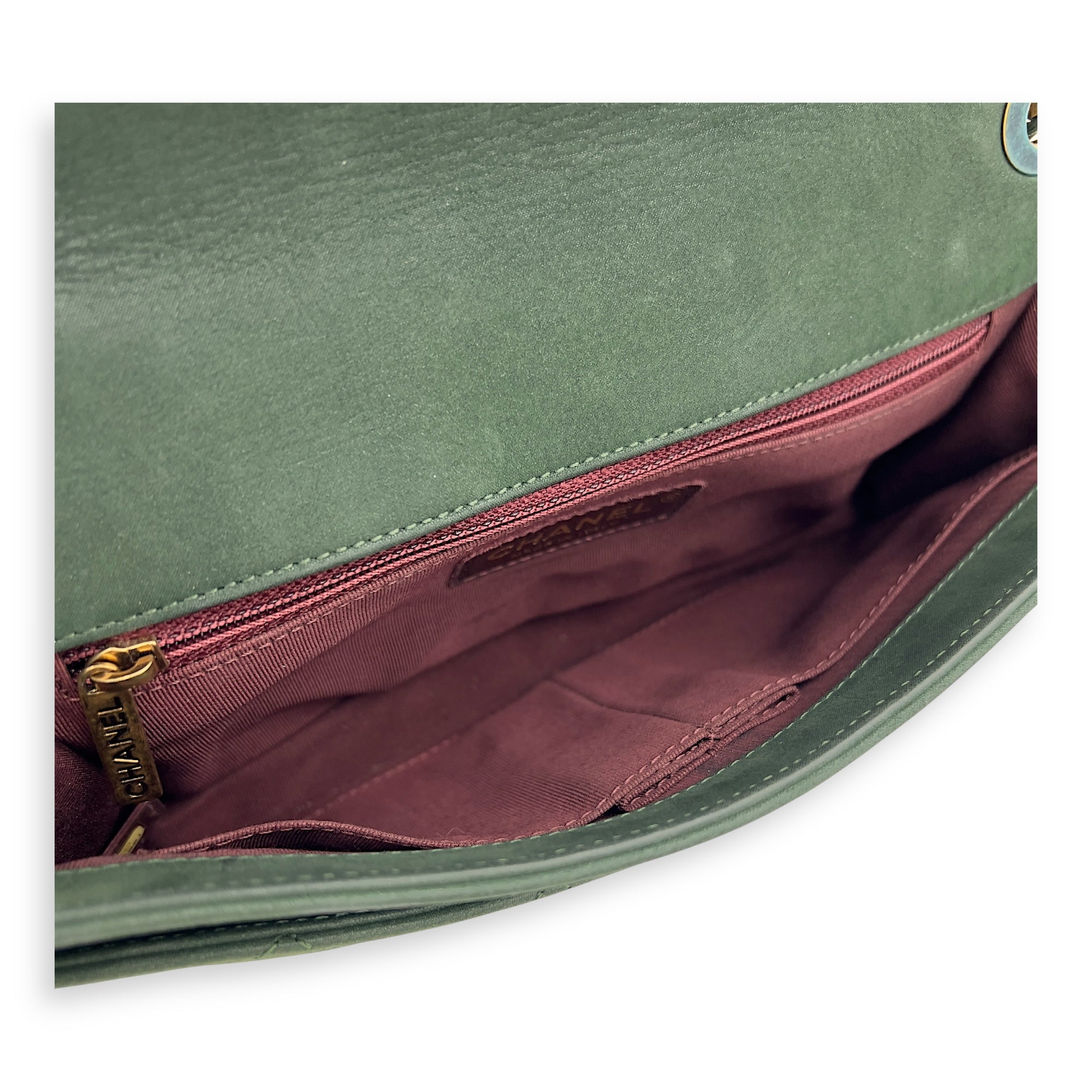 Happy Stitch Green Shoulder Bag in Calfskin, Gold hardware - Image 4