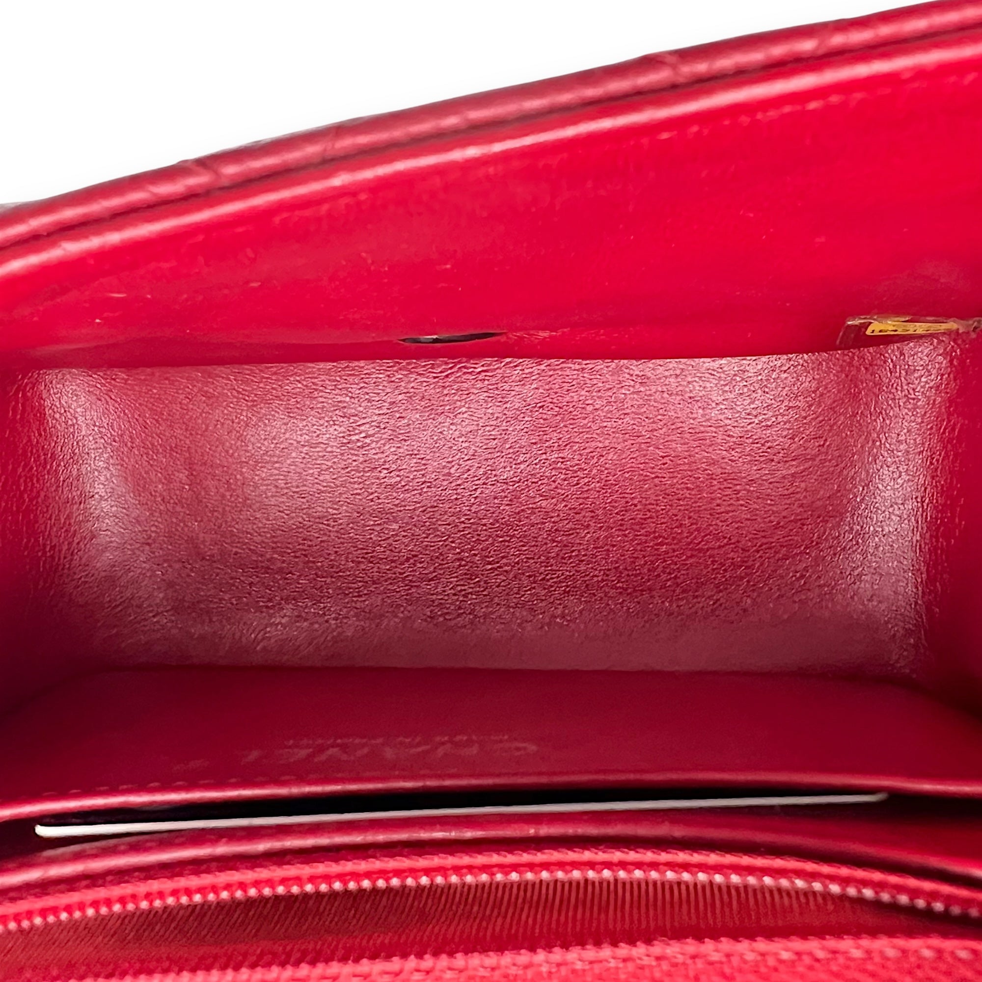 CC Mini Square Shoulder Bag Red in Caviar Leather, Silver hardware - Image 7