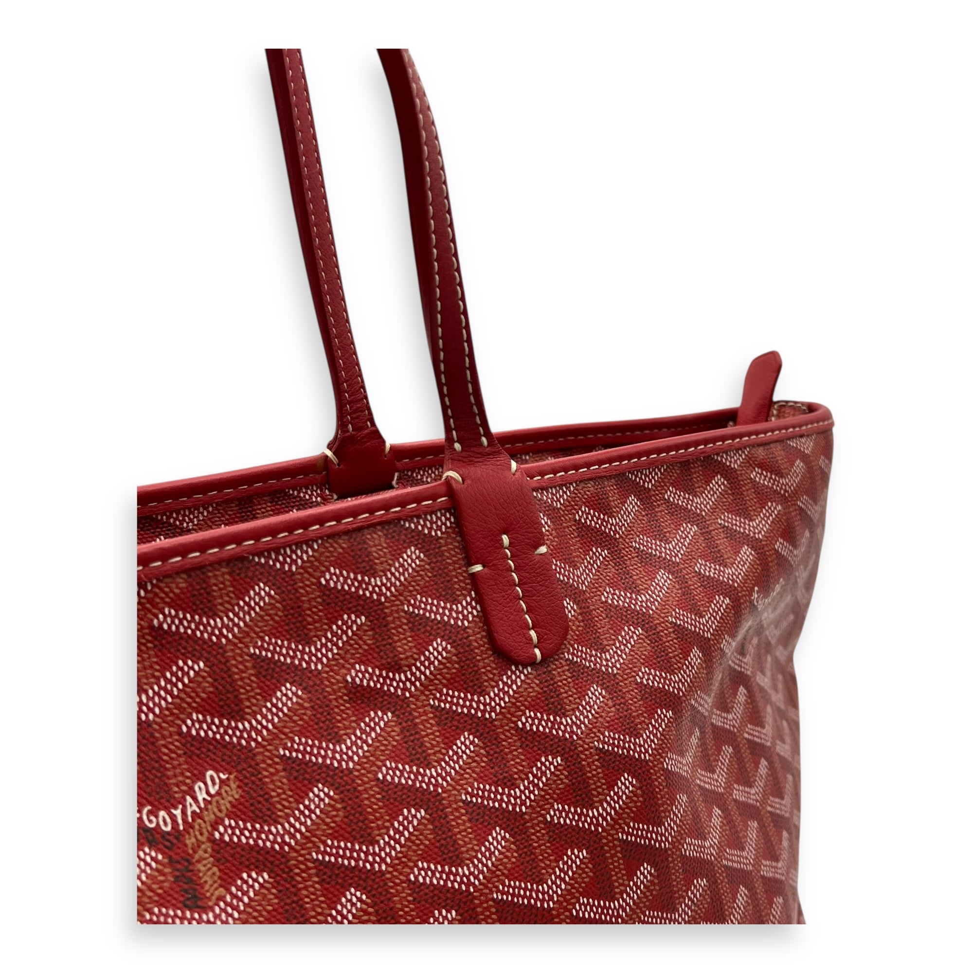 Artois MM Red Tote Bag in Coated Canvas, Silver hardware - Image 8