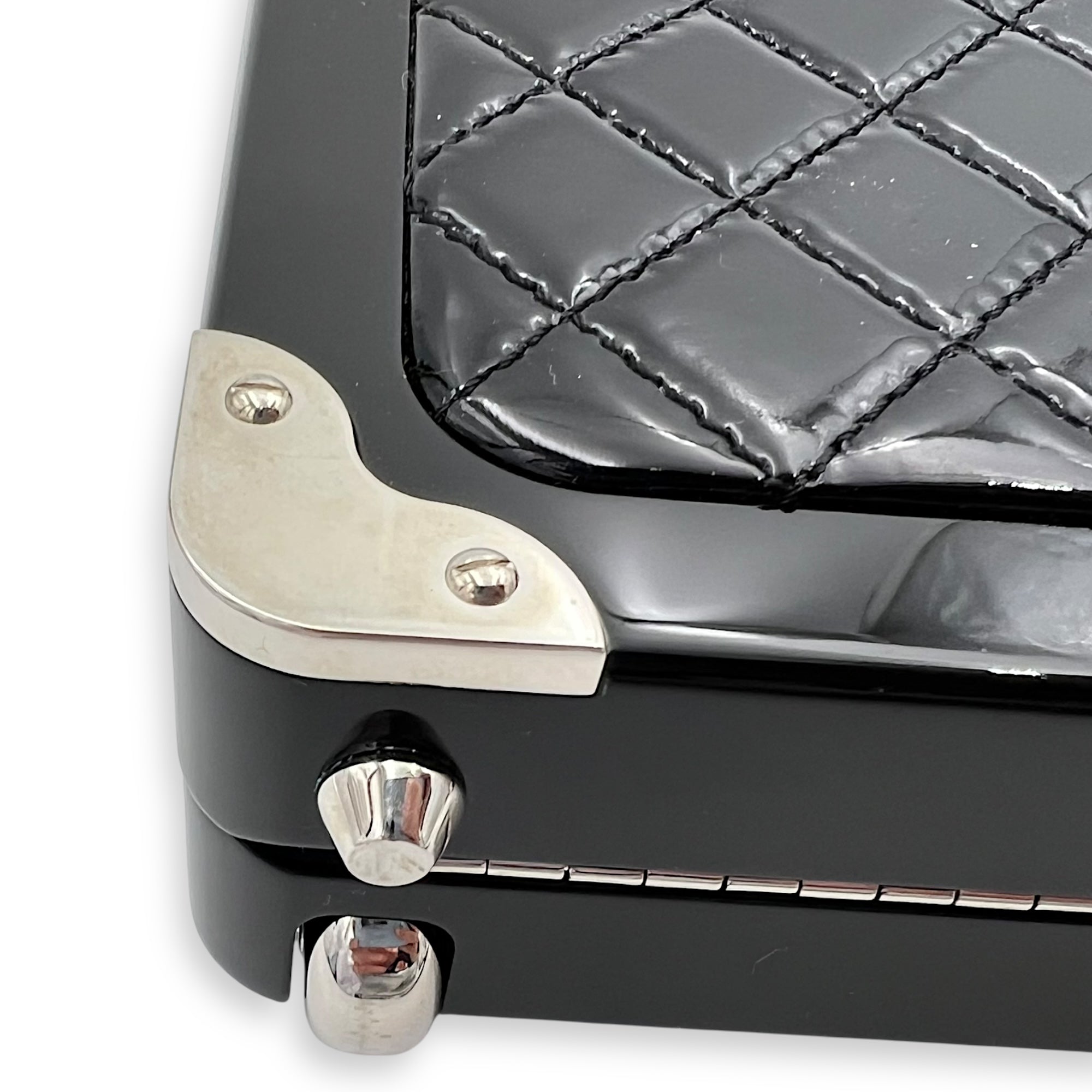 Minaudiere Trolley Black Clutch in, Silver hardware - Image 8