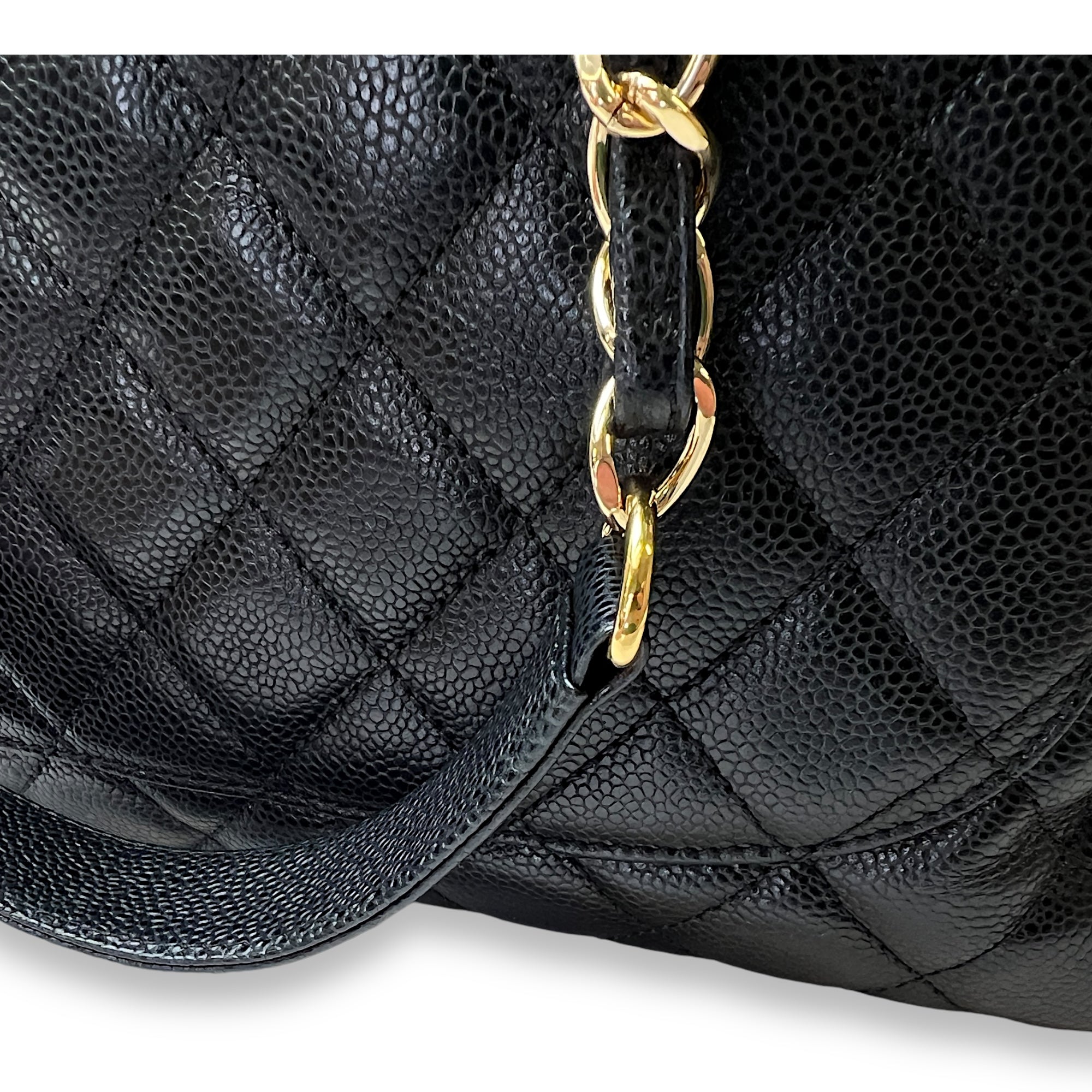 GST Black Shoulder Bag in Caviar Leather, Gold hardware - Image 9