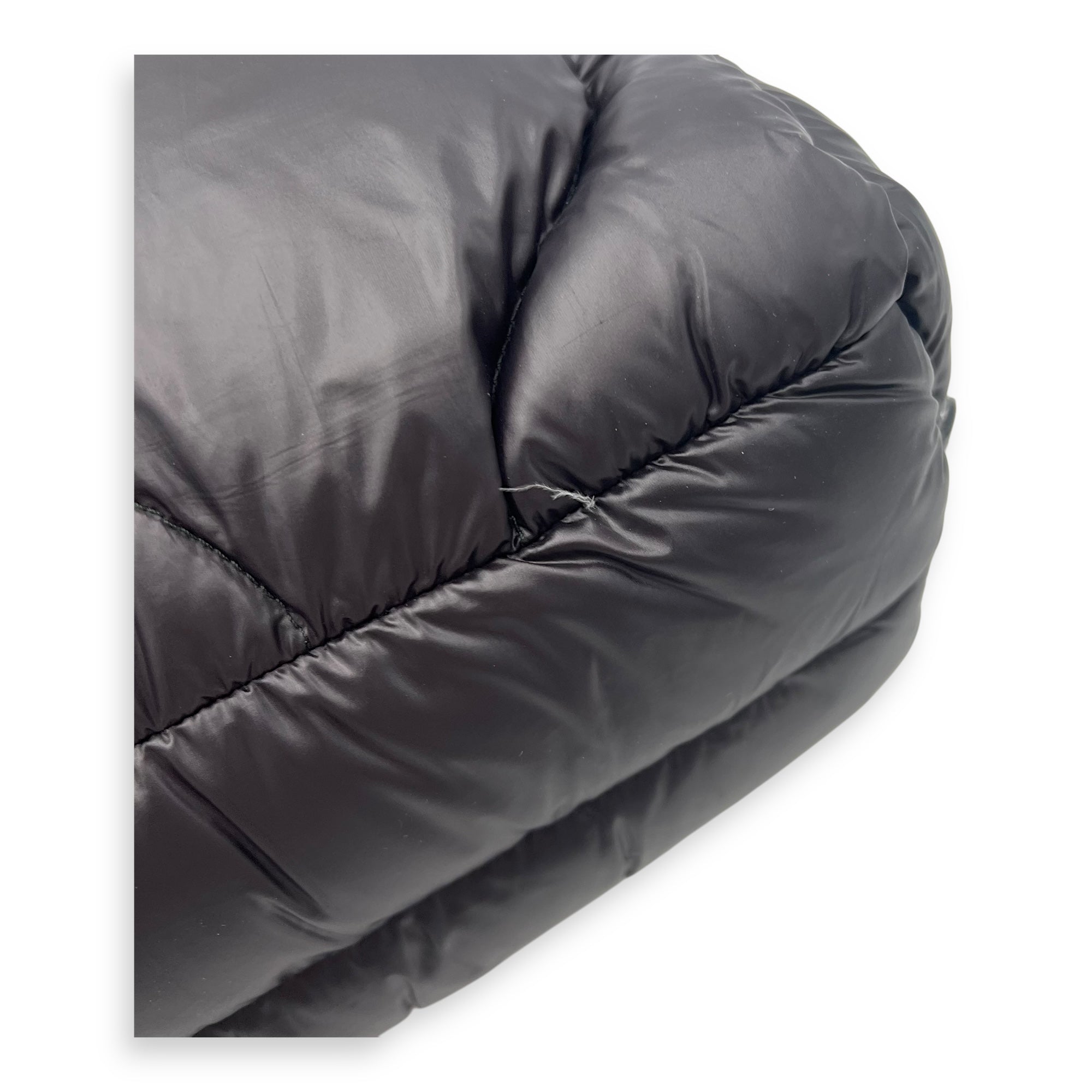 Paded Boston Top Handle Bag Black in Nylon, Silver hardware - Image 9