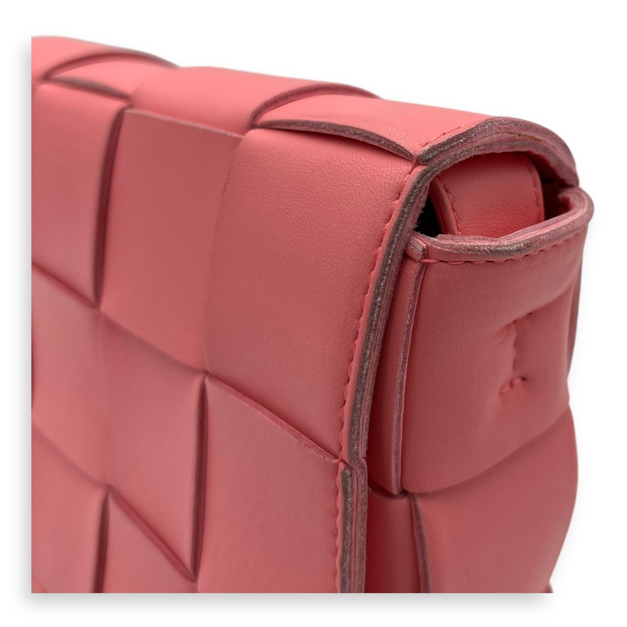 Cassette Crossbody Bag Pink in Calfskin, Silver hardware - Image 9