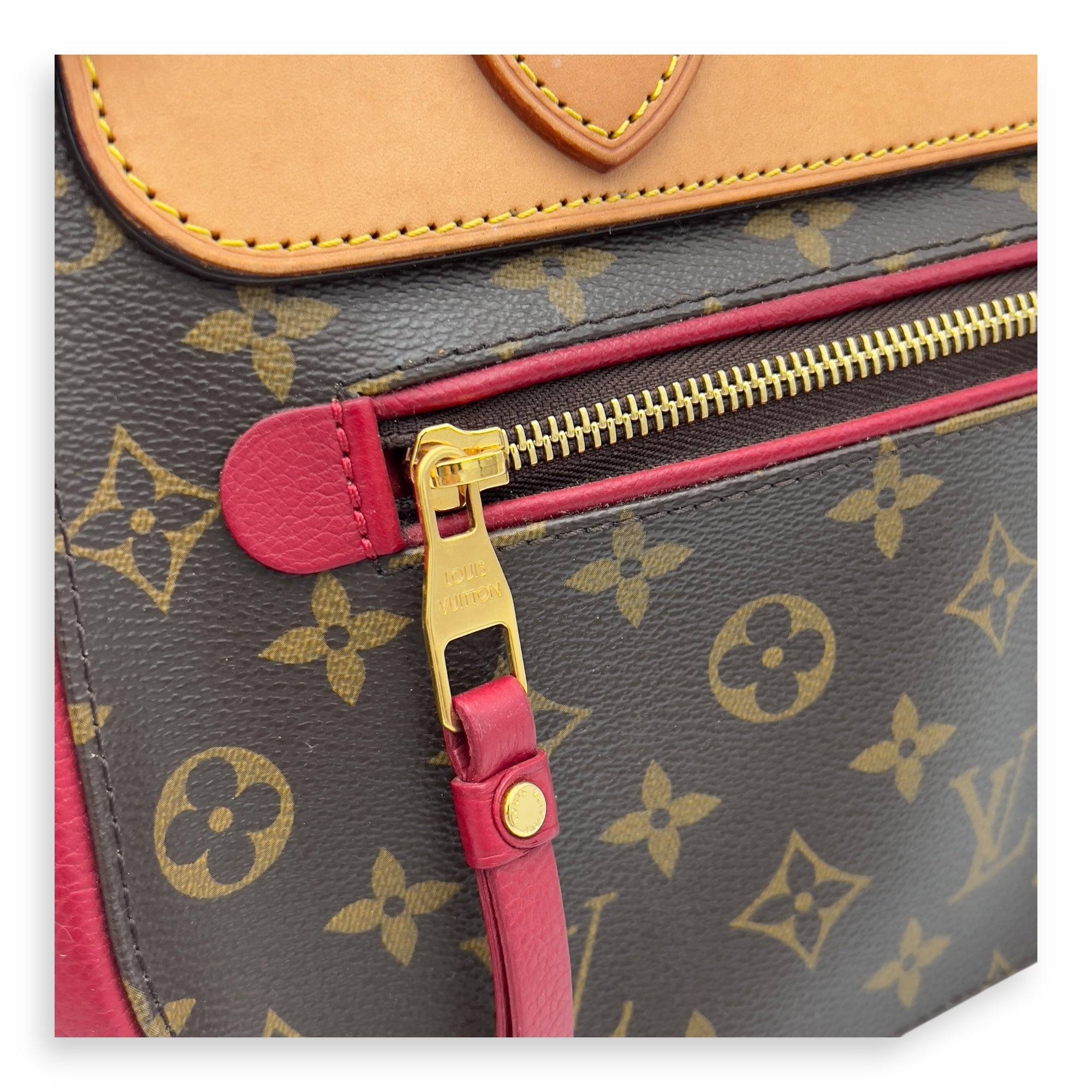 Eden Brown Top Handle Bag in Coated Canvas, Gold hardware - Image 9