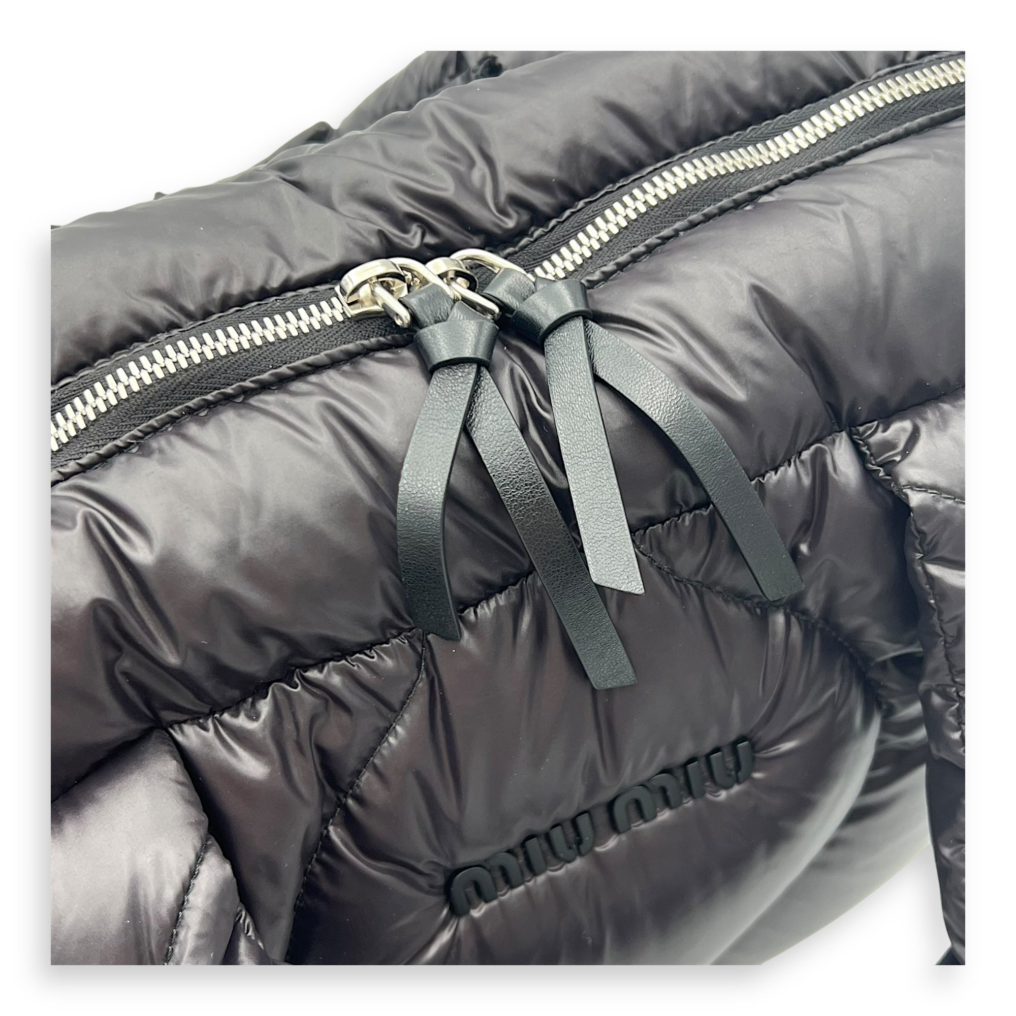 Paded Boston Top Handle Bag Black in Nylon, Silver hardware - Image 10