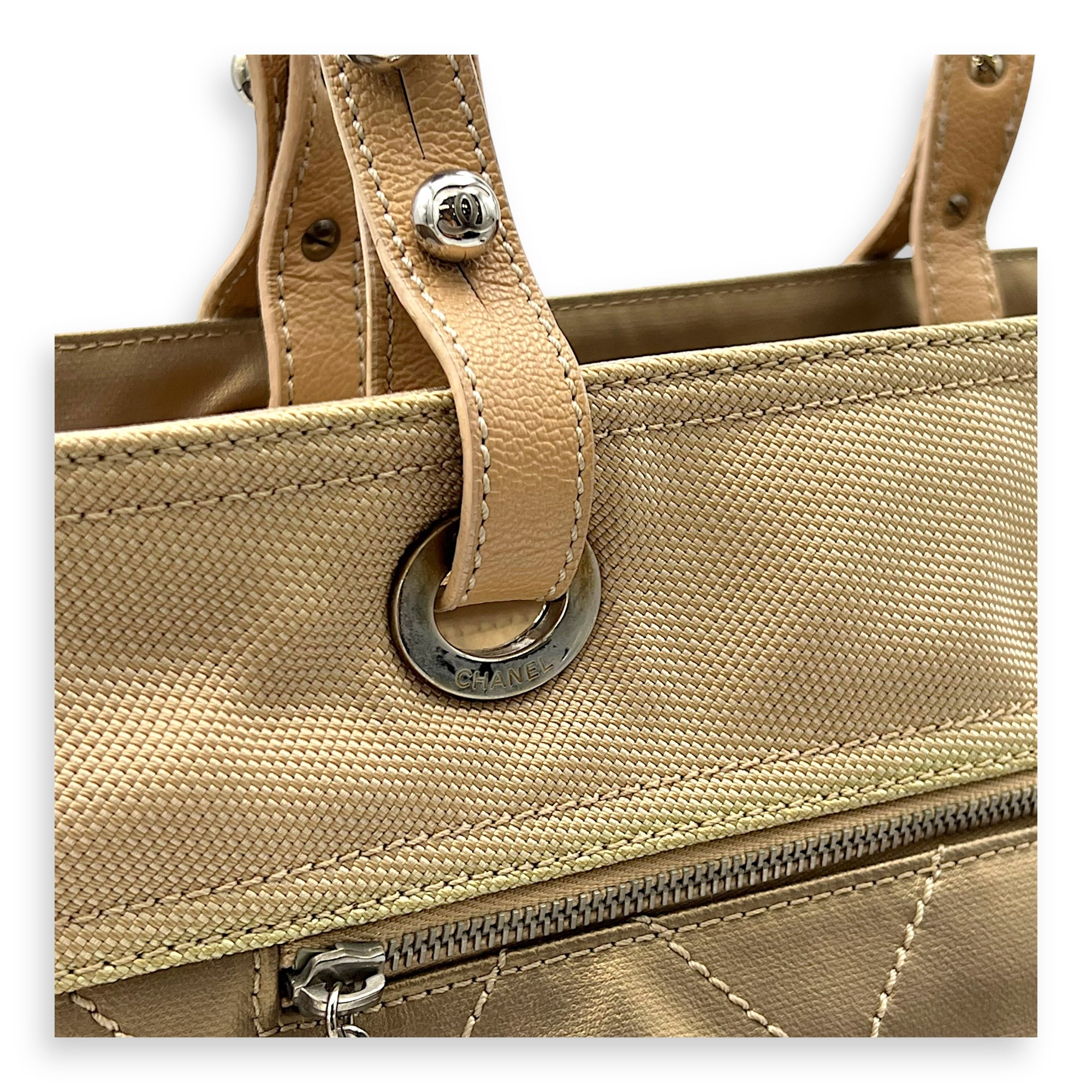 Paris Biarritz Tote Bag Large Brown in Coated Canvas, Silver hardware - Image 10