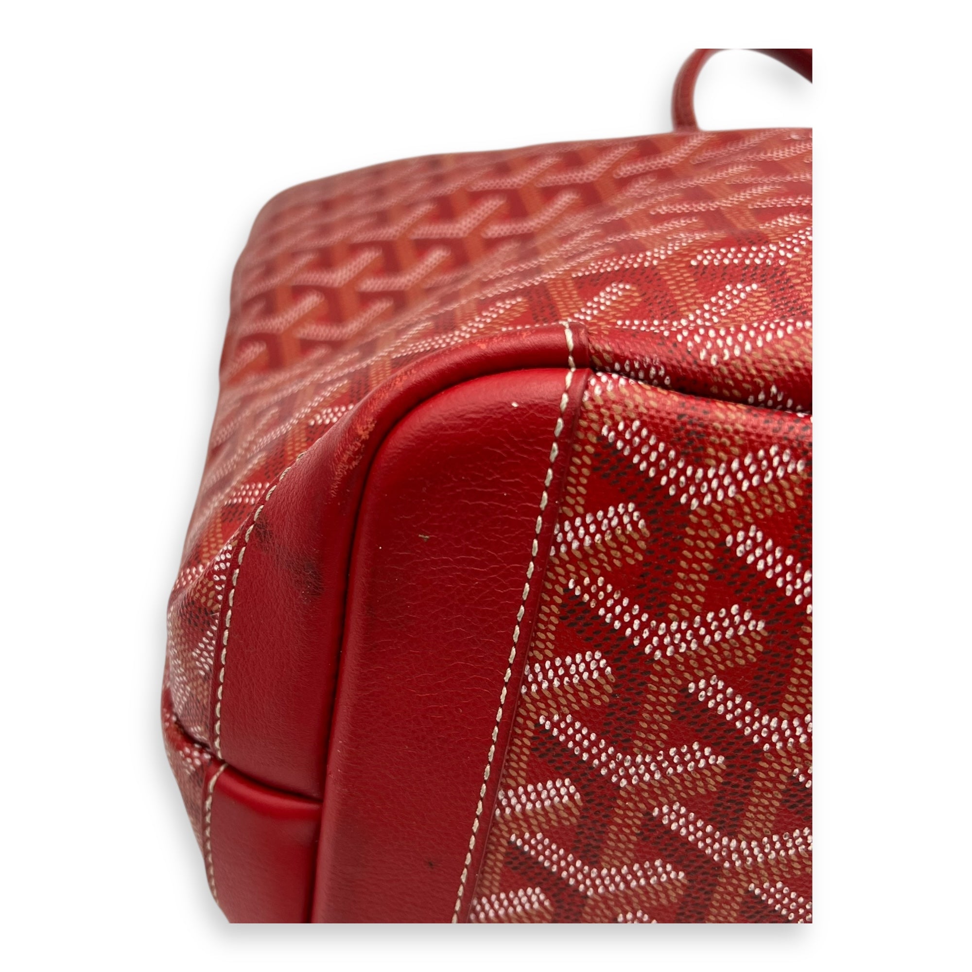 Artois MM Red Tote Bag in Coated Canvas, Silver hardware - Image 10