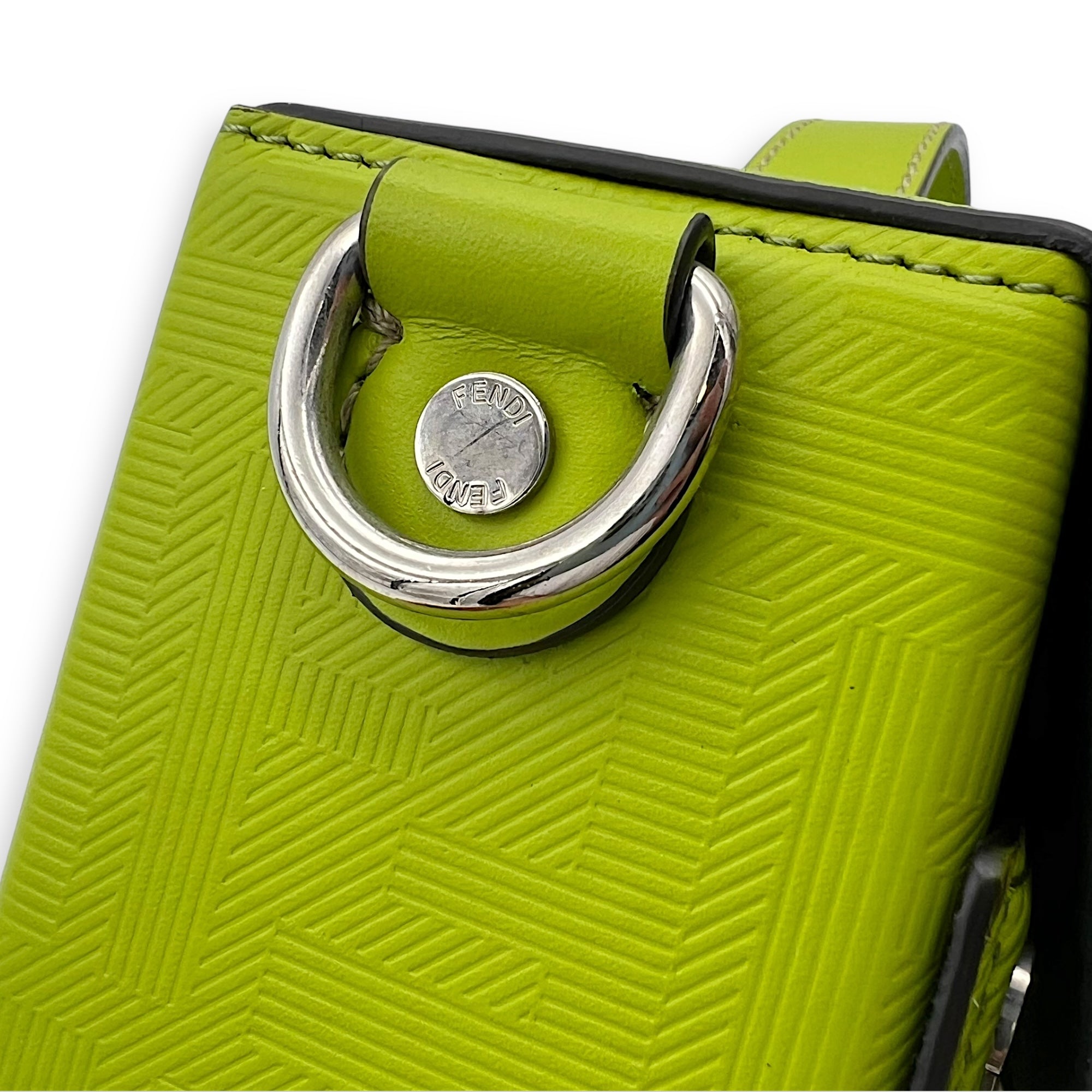Baguette Green Crossbody Bag in Calfskin, Silver hardware - Image 9