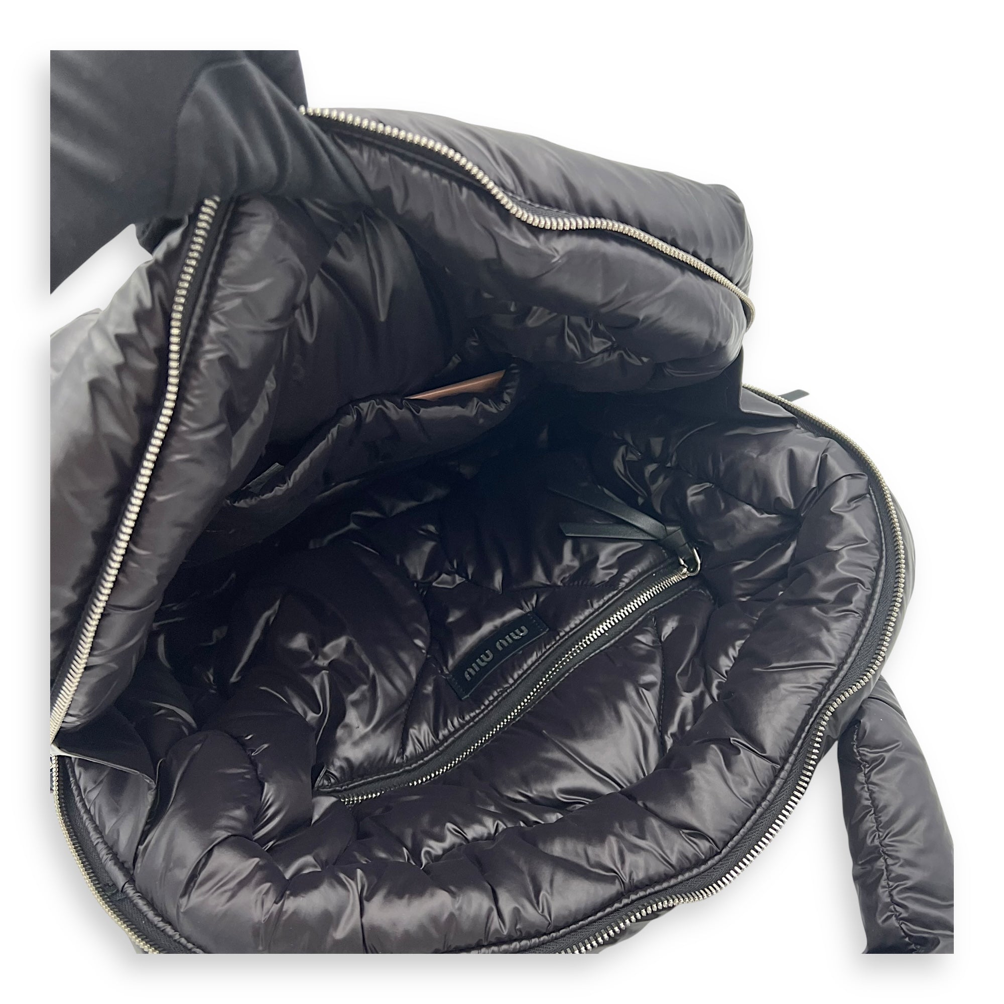 Paded Boston Top Handle Bag Black in Nylon, Silver hardware - Image 11