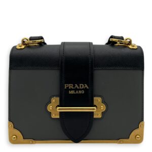 Cahier Crossbody Bag Grey in Calfskin, Gold hardware