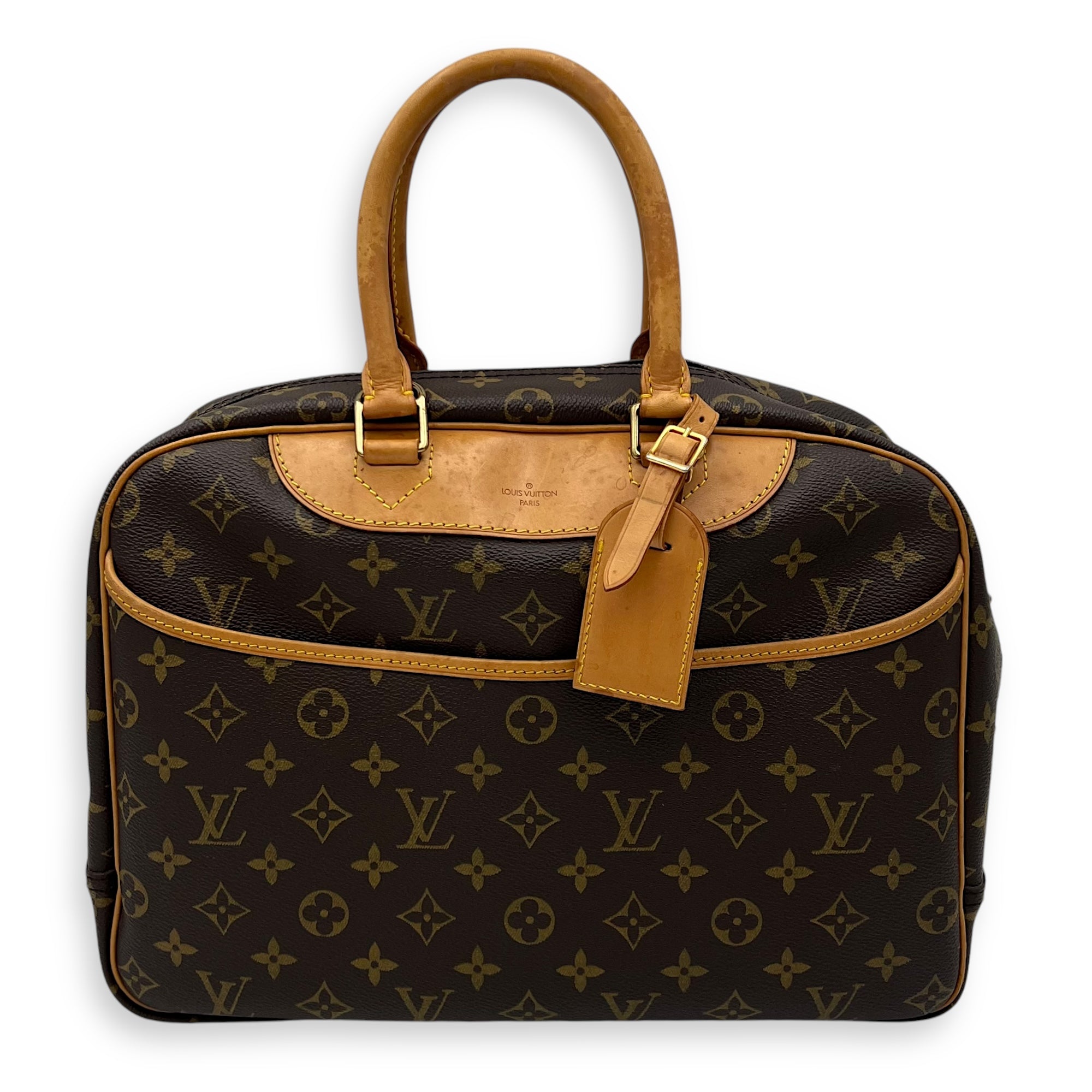 Deauville Brown Top handle Bag in Monogram Coated Canvas, Gold hardware