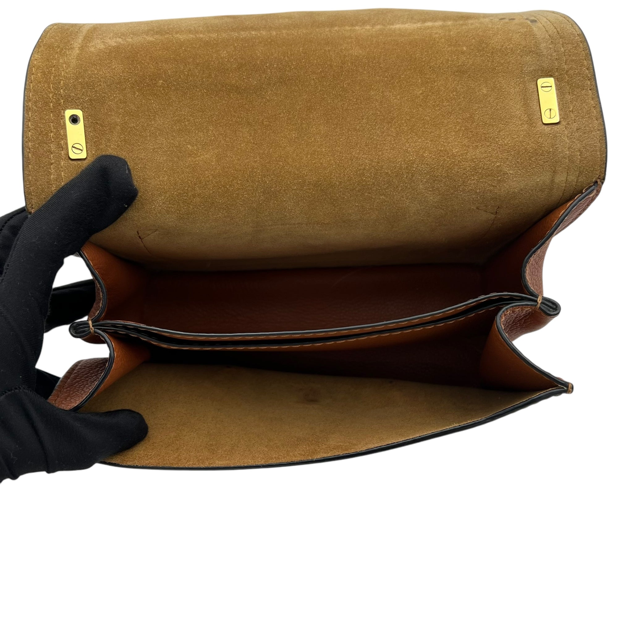 Barcelona Crossbody Bag Brown in Calfskin, Gold hardware - Image 7