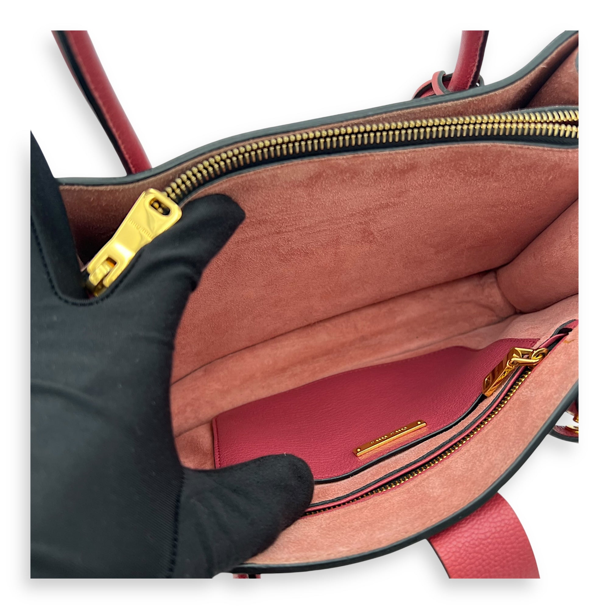 Madras Pink Top Handle Bag in Calfskin, Gold hardware - Image 7