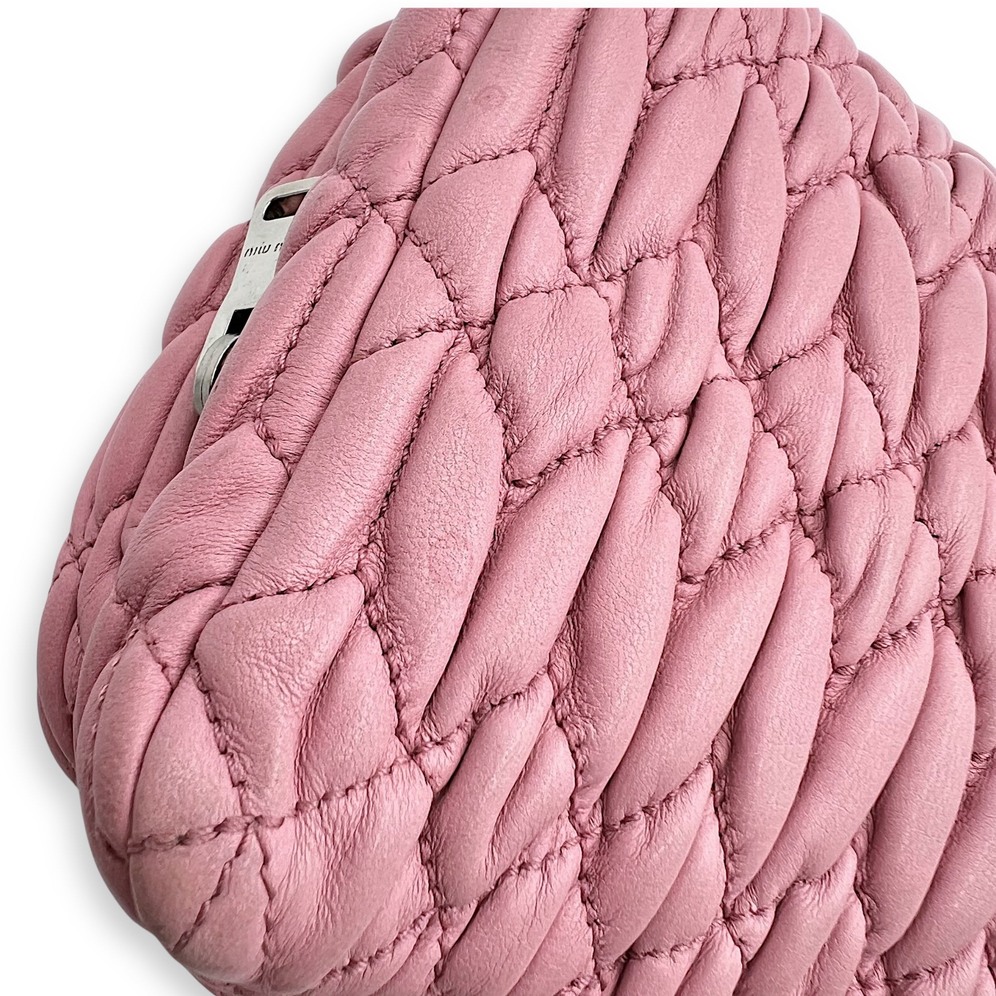 Matelassé Shoulder Bag Pink in Lambskin, Silver hardware - Image 15